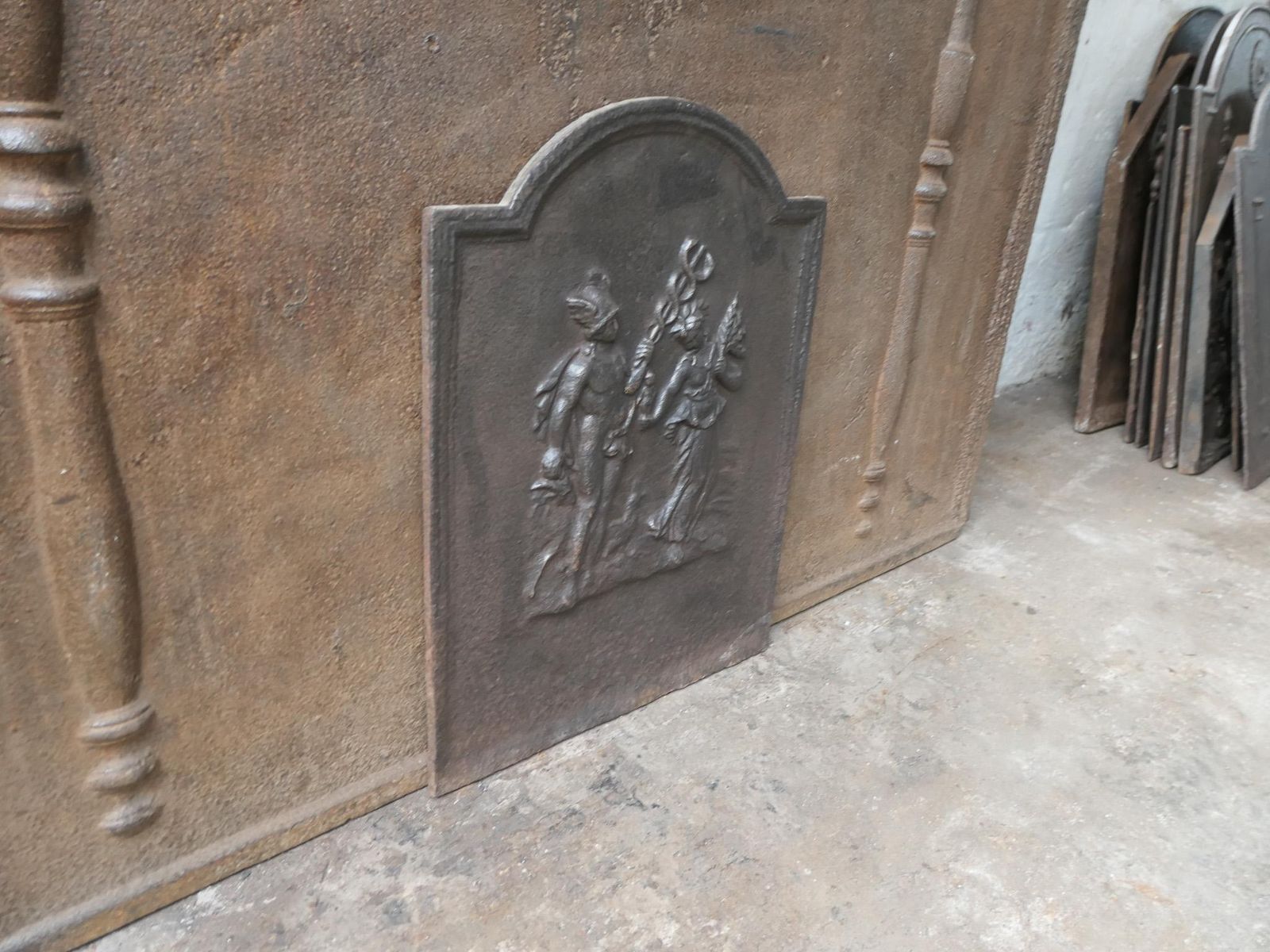 photo for sale Antique French Napoleon III 'Mercury And Ceres' Fireback / Backsplash, 19th C.