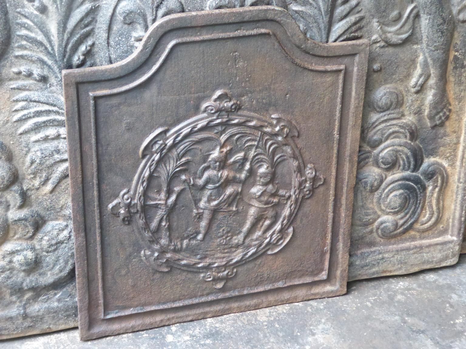 Antique French Napoleon III 'Children Playing' Fireback / Backsplash, 19th C. photo for sale
