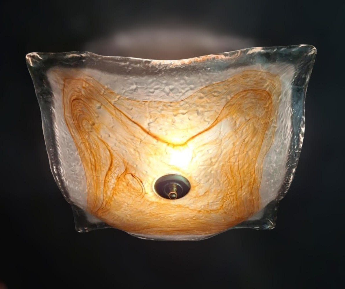 Square Flush Mount / Sconce By Mazzega, 2 Available photo buy