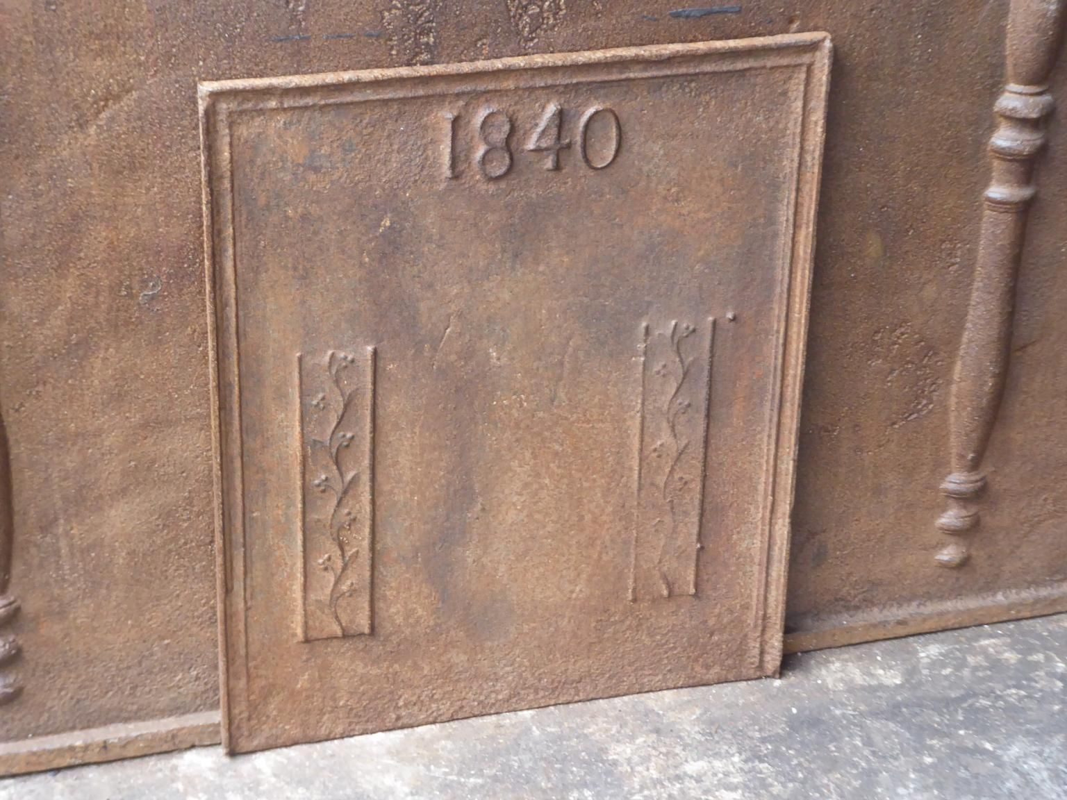 French Napoleon III Fireback / Backsplash, Dated 1840 photo Home Fixtures