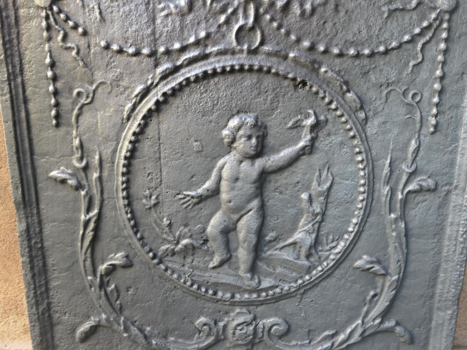 photo furniture Antique French 'Cupid' Fireback / Backsplash, 18th   19th C.