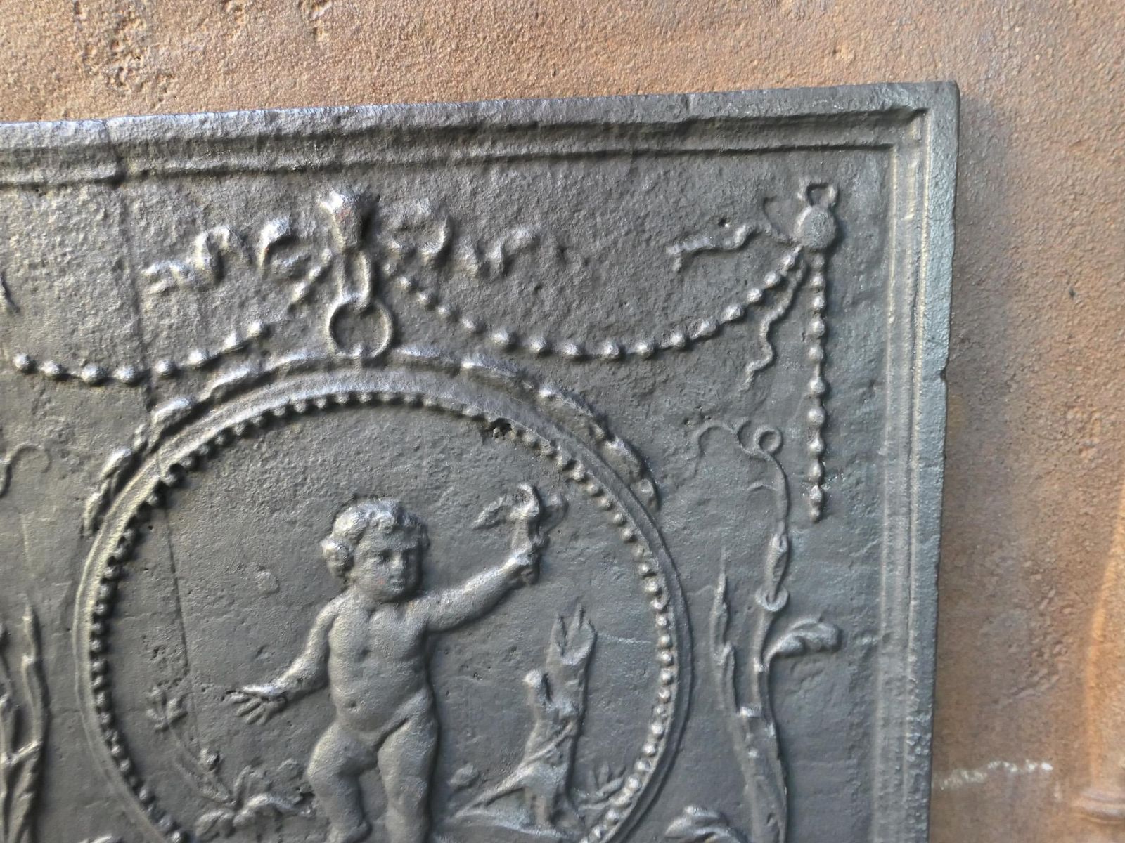 photo for sale Antique French 'Cupid' Fireback / Backsplash, 18th   19th C.