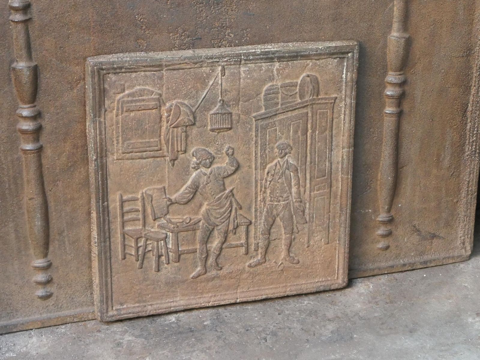 19th   20th Century French 'The Cobbler And The Financier' Fireback / Backsplash photo vinterior