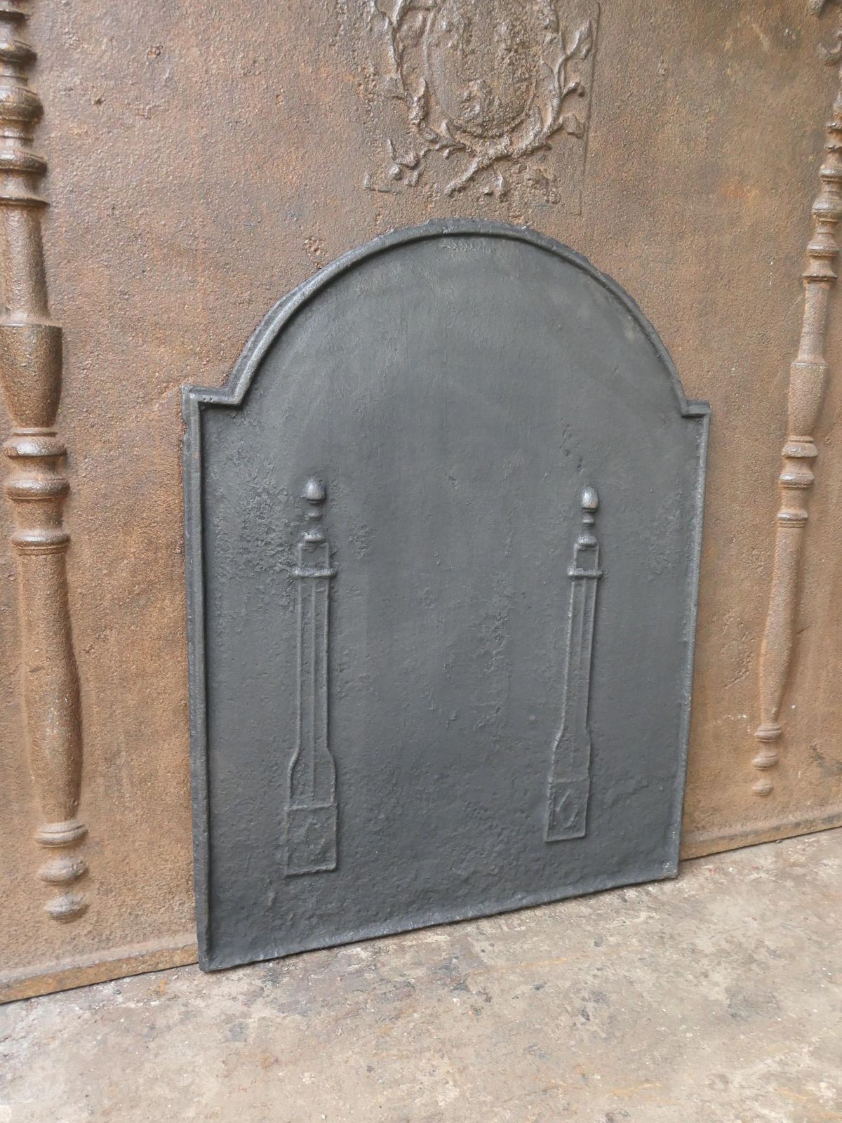 photo for sale Antique French 'Pillars Of Freedom' Fireback / Backsplash, 18th   19th C.