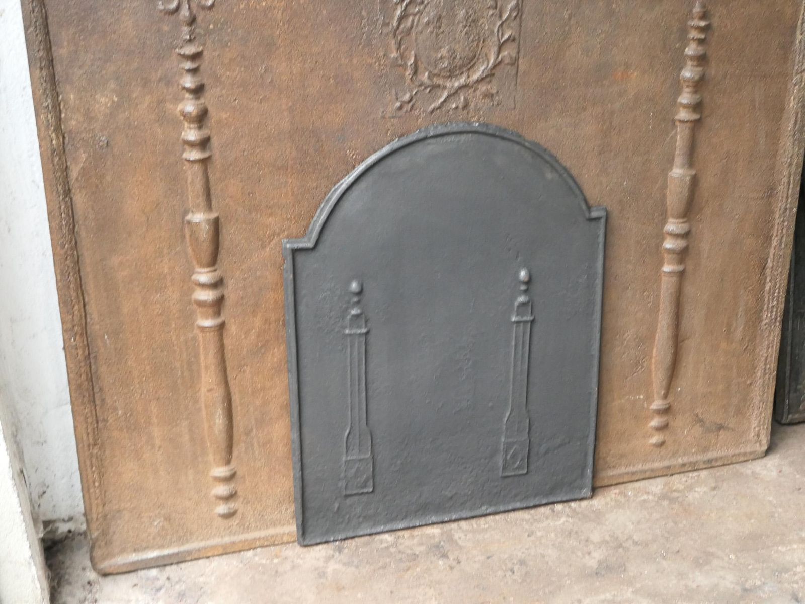 320.0 Antique French 'Pillars Of Freedom' Fireback / Backsplash, 18th   19th C. photo