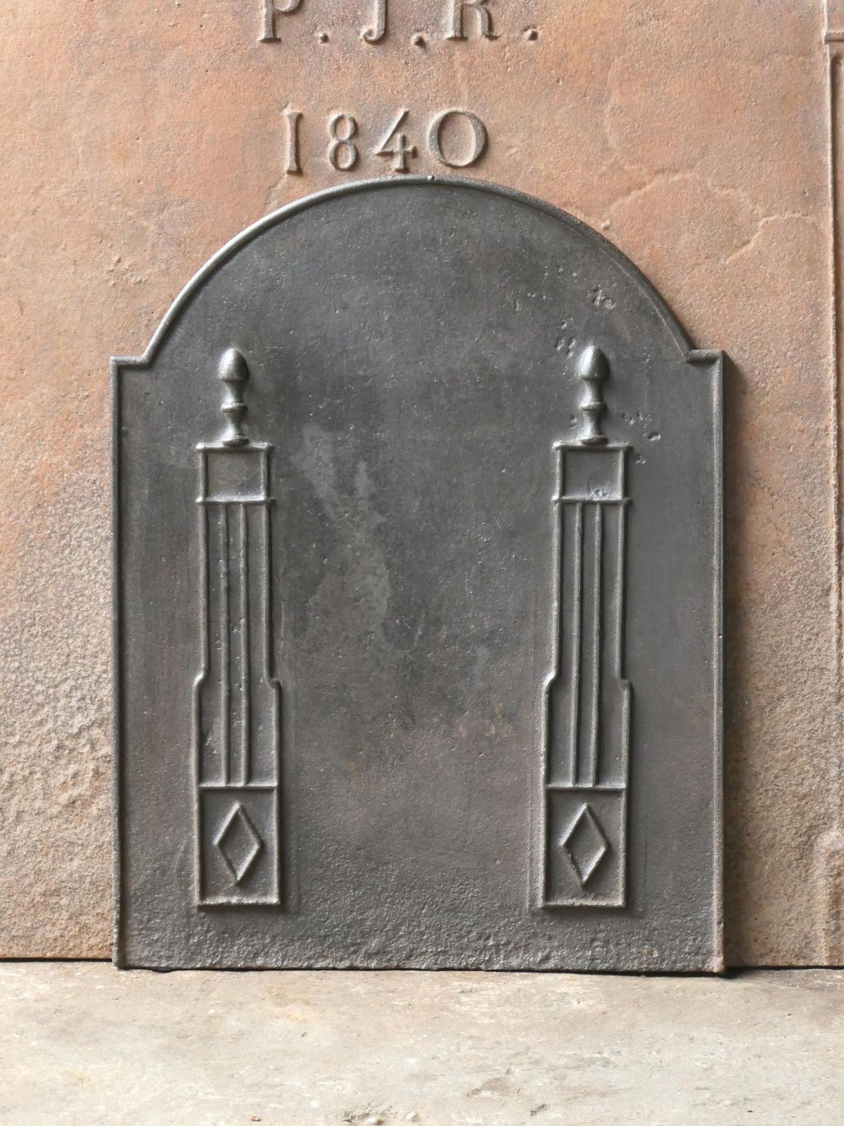 Antique Neoclassical French 'Pillars Of Freedom' Fireback / Backsplash photo for sale