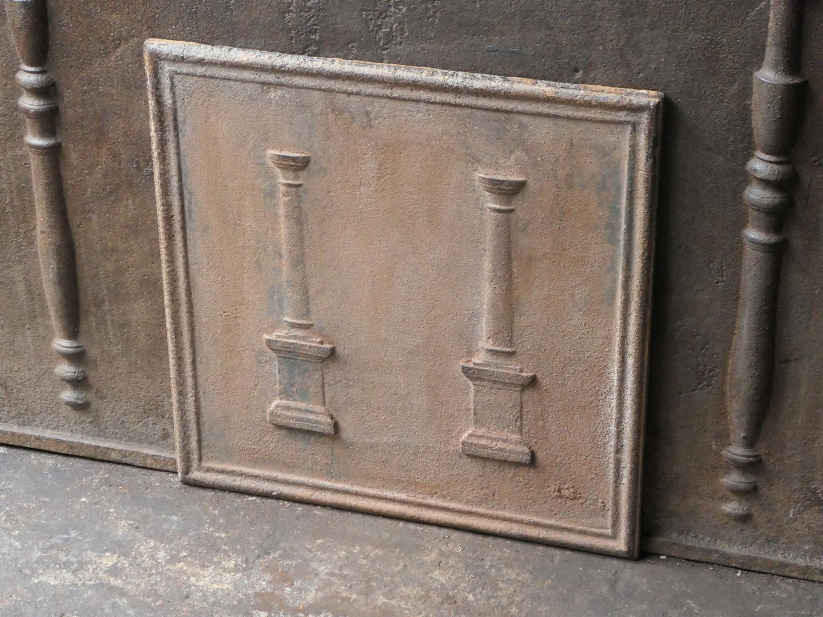 photo furniture Antique French 'Pillars Of Freedom' Fireback / Backsplash, 18th   19th C.