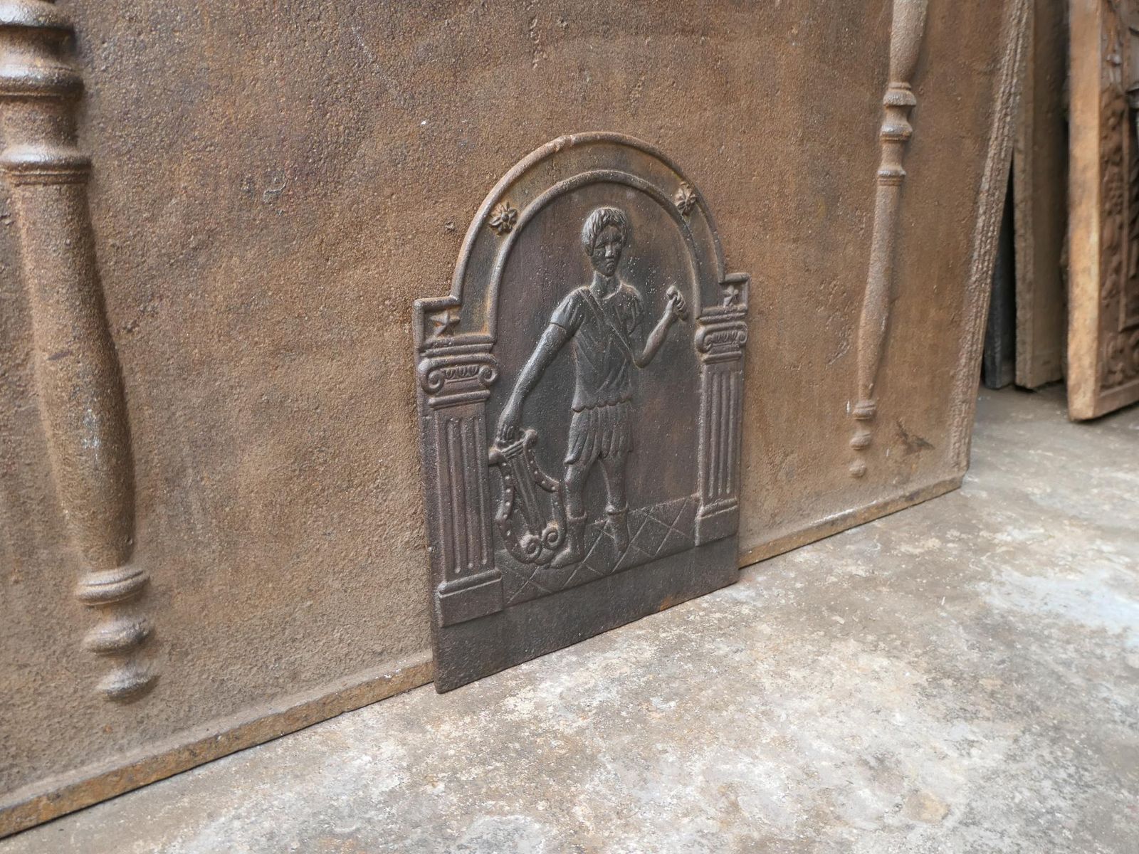 French Napoleon III 'Apollo With Lyre' Fireback / Backsplash, 19th Century photo vintage