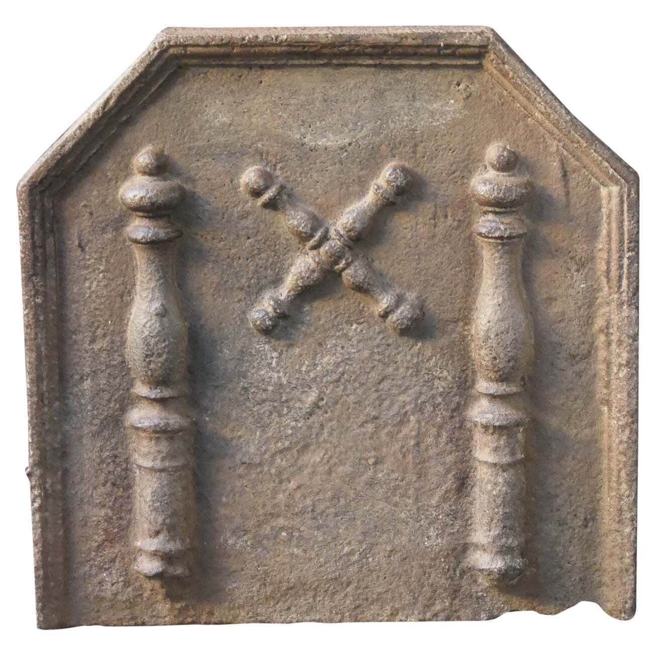 French Louis XIV 'Pillars With Saint Andrew's Cross' Fireback / Backsplash