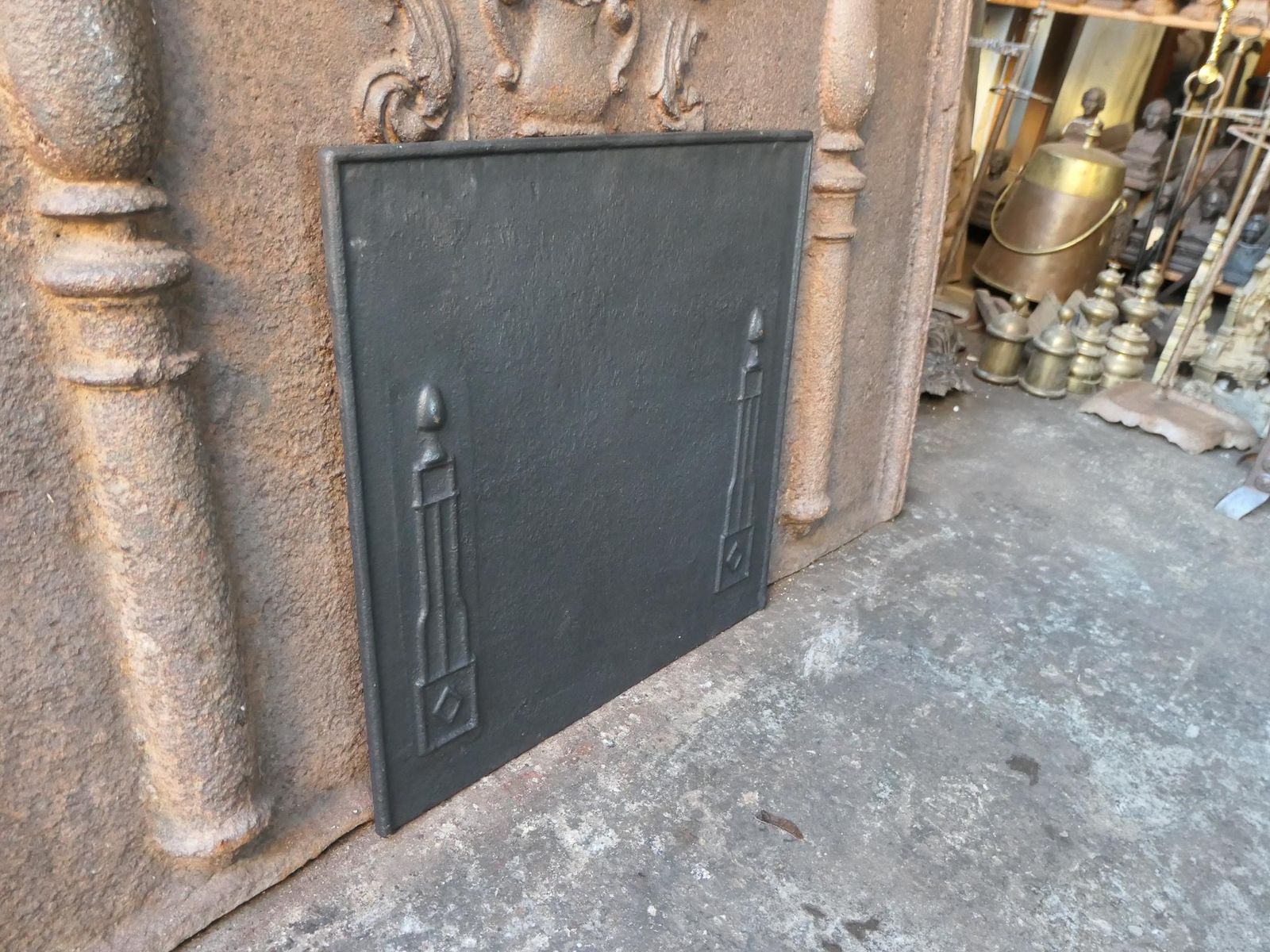 Antique French Neoclassical 'Pillars Of Freedom' Fireback / Backsplash photo vintage