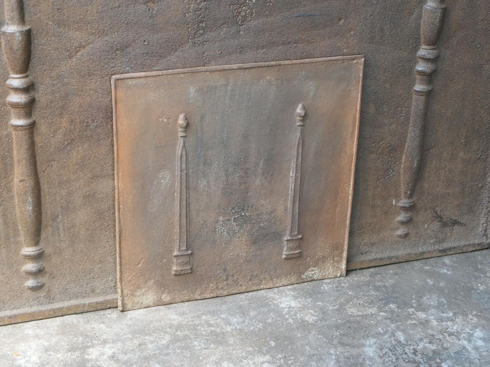 Antique French Neoclassical 'Pillars Of Freedom' Fireback / Backsplash, 19th C. photo for sale