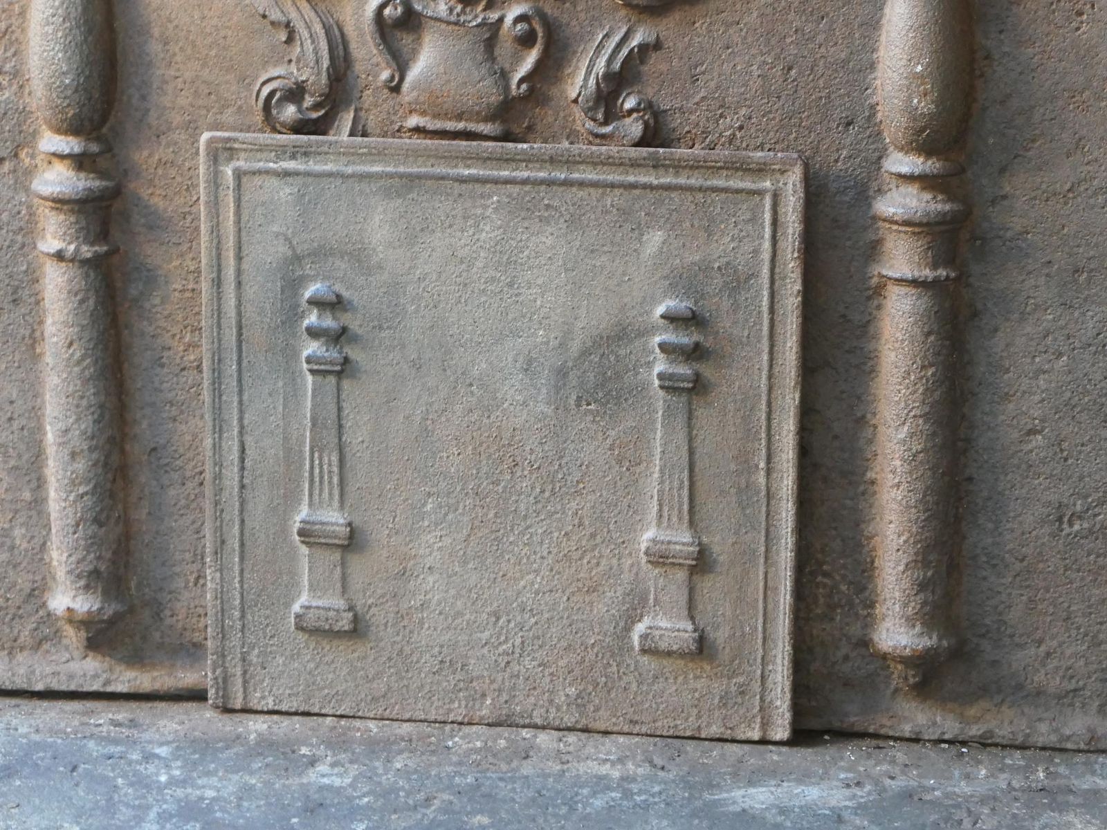 French Neoclassical 'Pillars Of Freedom' Fireback / Backsplash, 18th 19th C. photo for sale