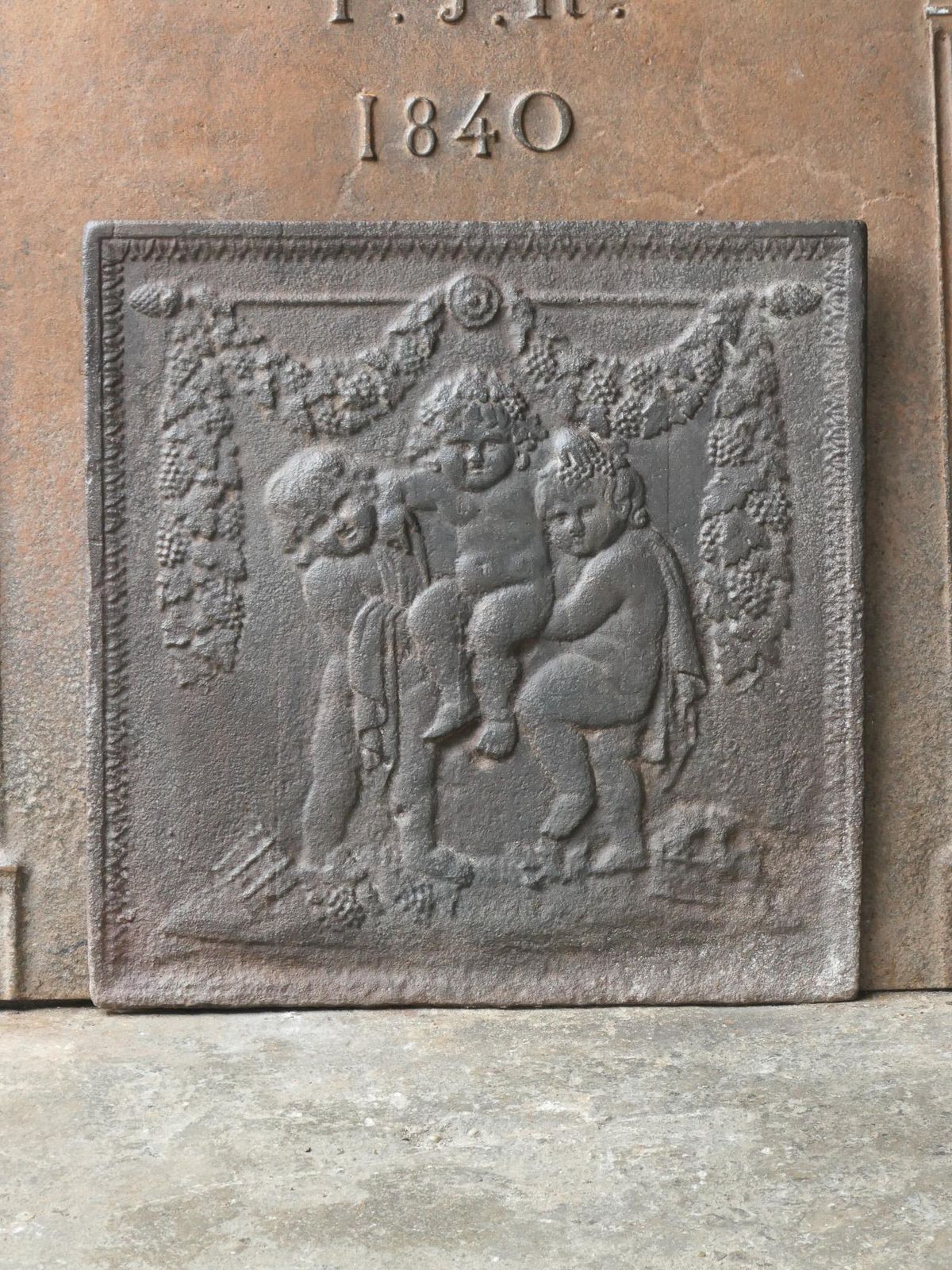 Napoleon III Fireback / Backsplash Depicting Young Bacchus, 19th Century photo Home Fixtures