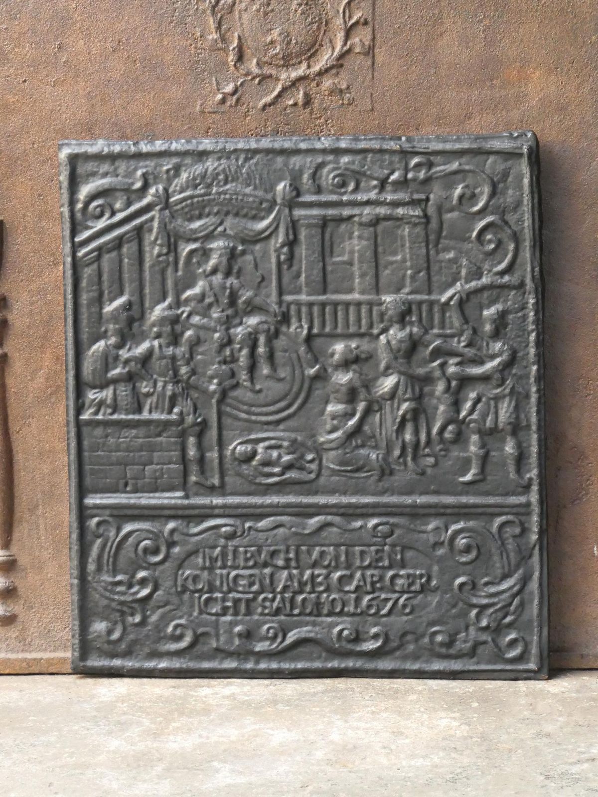 Antique German 'Judgement Of Solomon' Fireback / Backsplash, 17th Century photo for sale