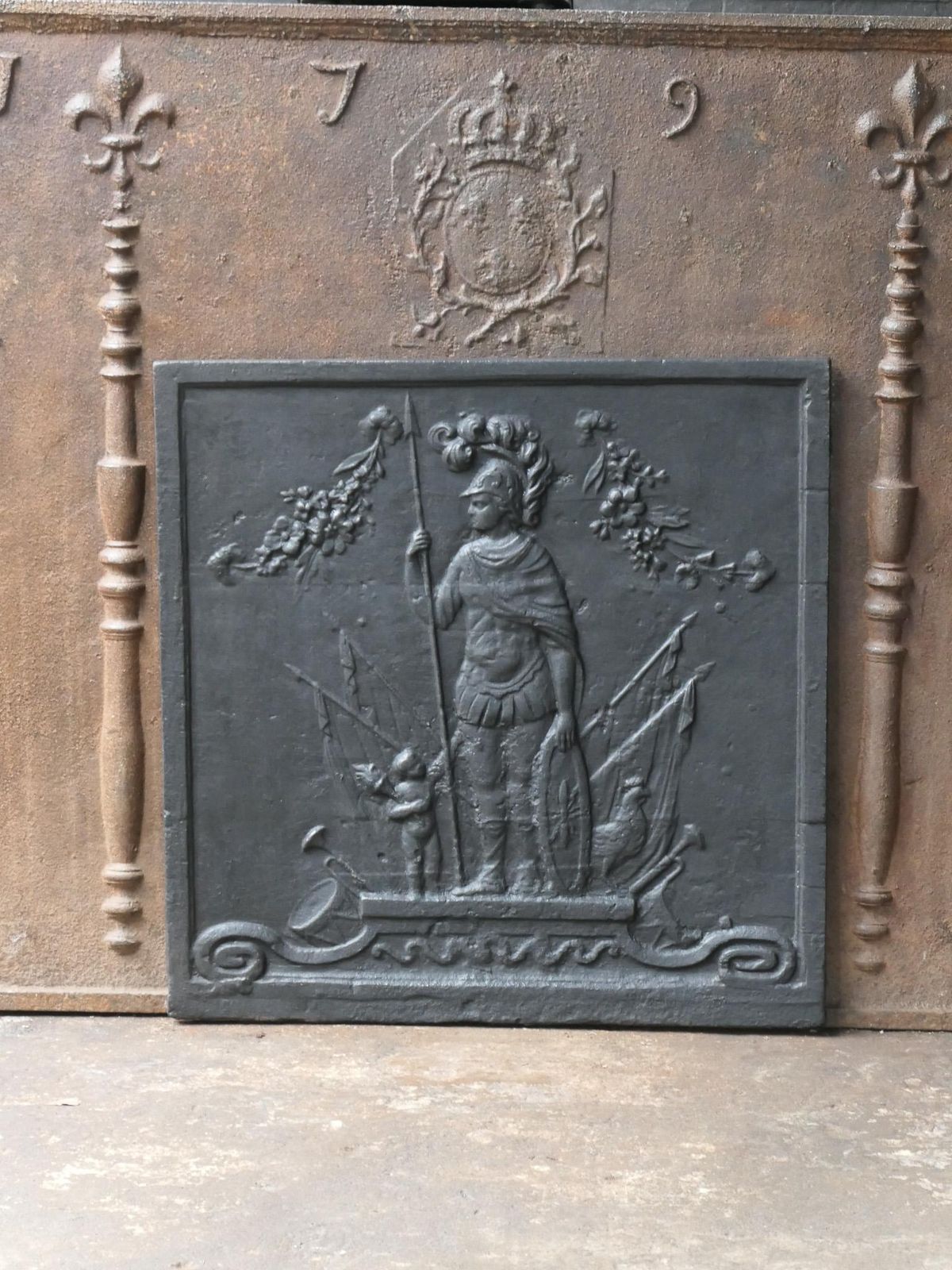Antique French 'Mars' Fireback / Backsplash, 19th Century photo for sale