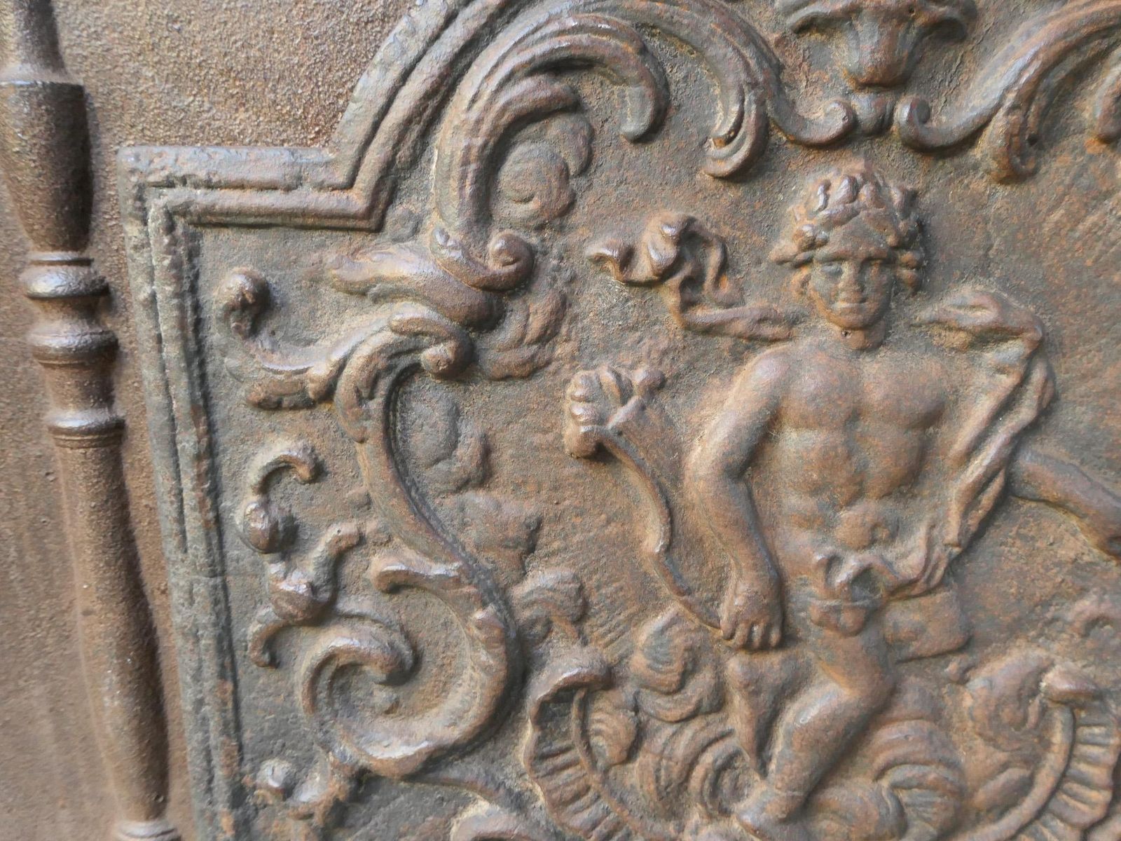 photo for sale French Louis XV Style 'Apollo With Lyre' Fireback / Backsplash, 20th Century