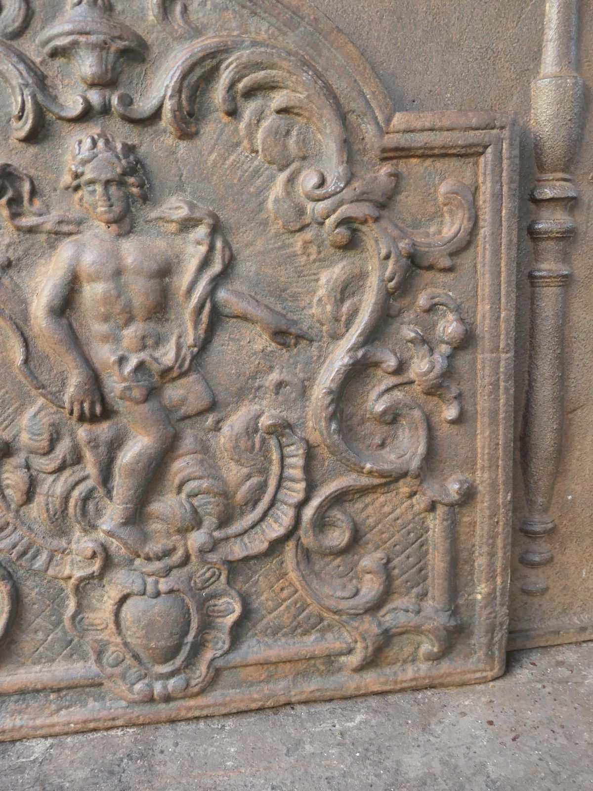 Home Fixtures French Louis XV Style 'Apollo With Lyre' Fireback / Backsplash, 20th Century photo