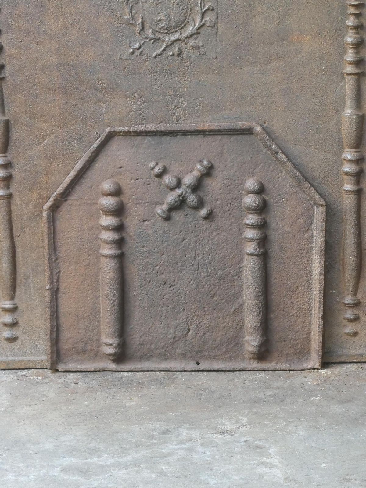 17th 18th C. Louis XIV 'Pillars With Saint Andrew's Cross' Fireback / Backsplash photo furniture