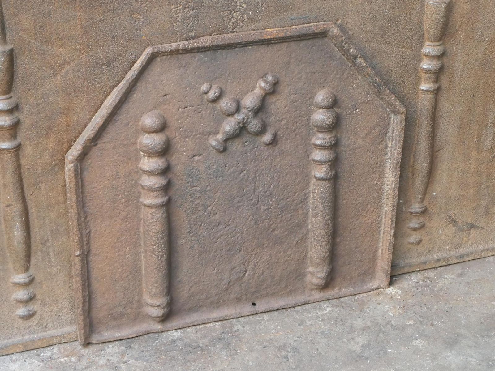 17th 18th C. Louis XIV 'Pillars With Saint Andrew's Cross' Fireback / Backsplash photo buy