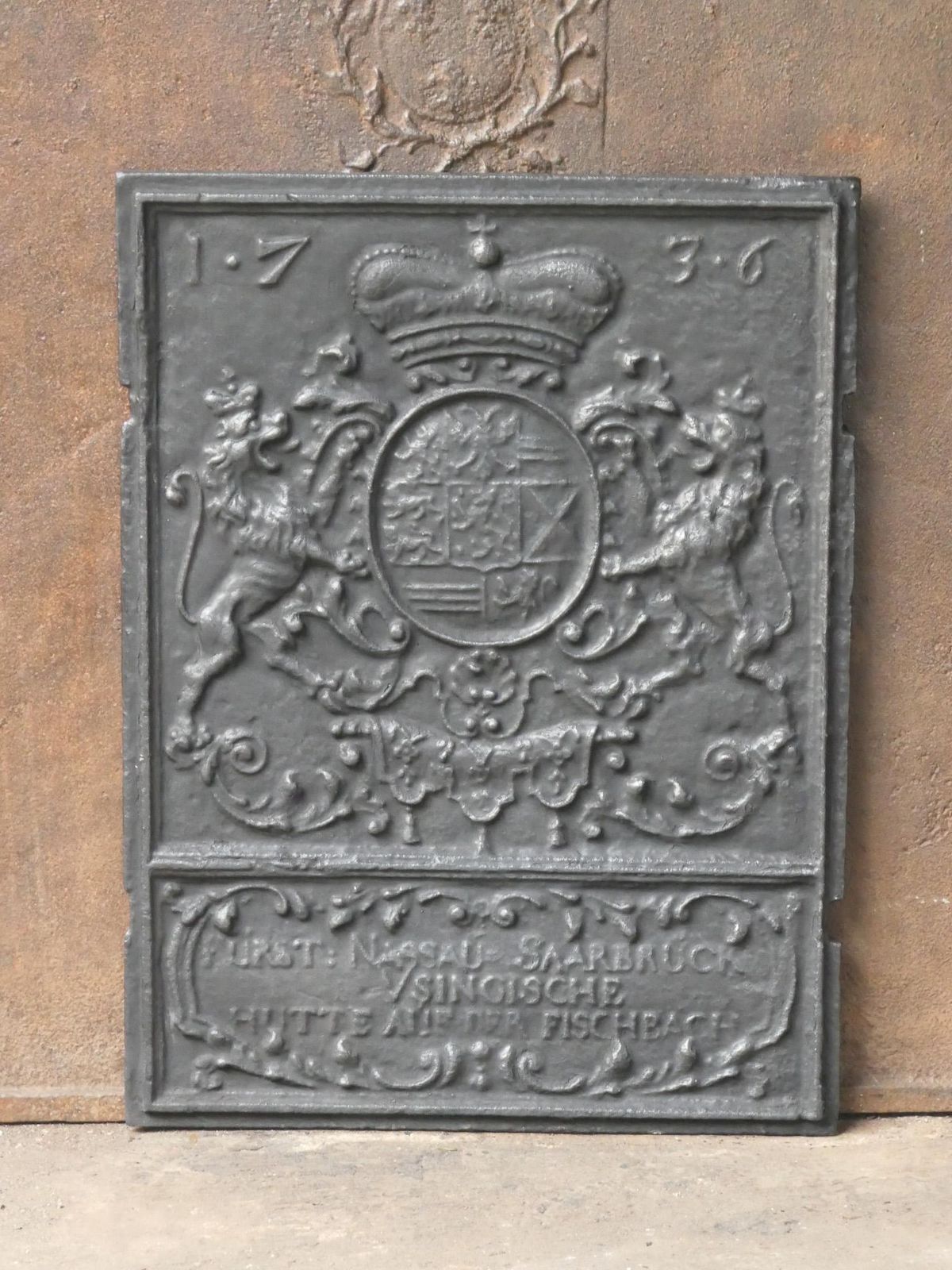 German Louis XV Period 'Coat Of Arms' Fireback / Backsplash, 18th Century photo for sale