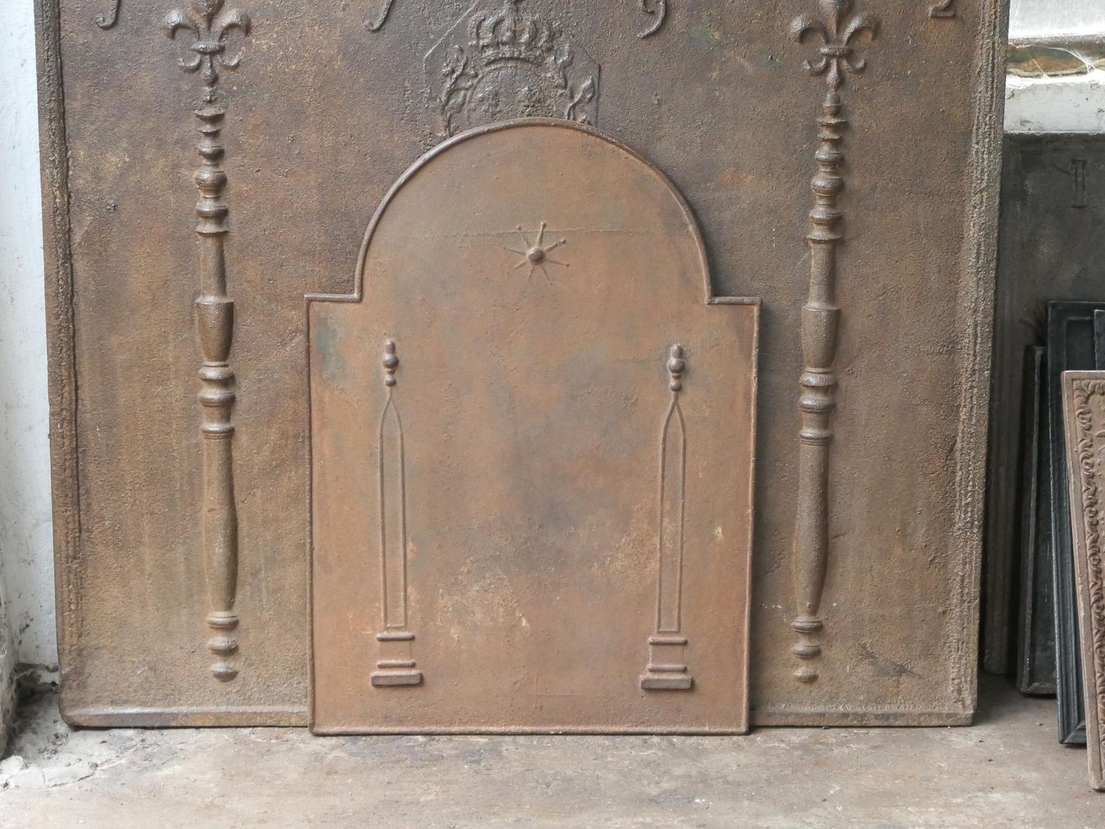 Antique French 'Pillars Of Freedom' Fireback / Backsplash, 18th   19th C. photo Home Fixtures