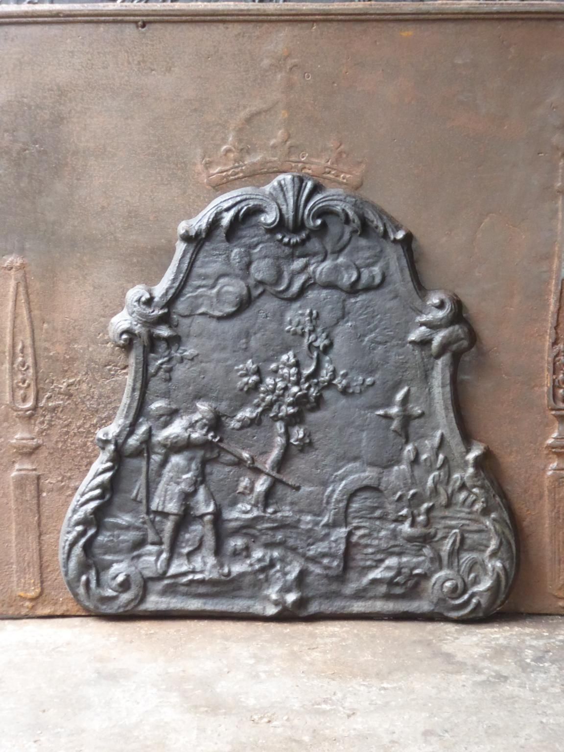 Antique French Napoleon III 'Hunter' Fireback / Backsplash, 19th Century photo for sale