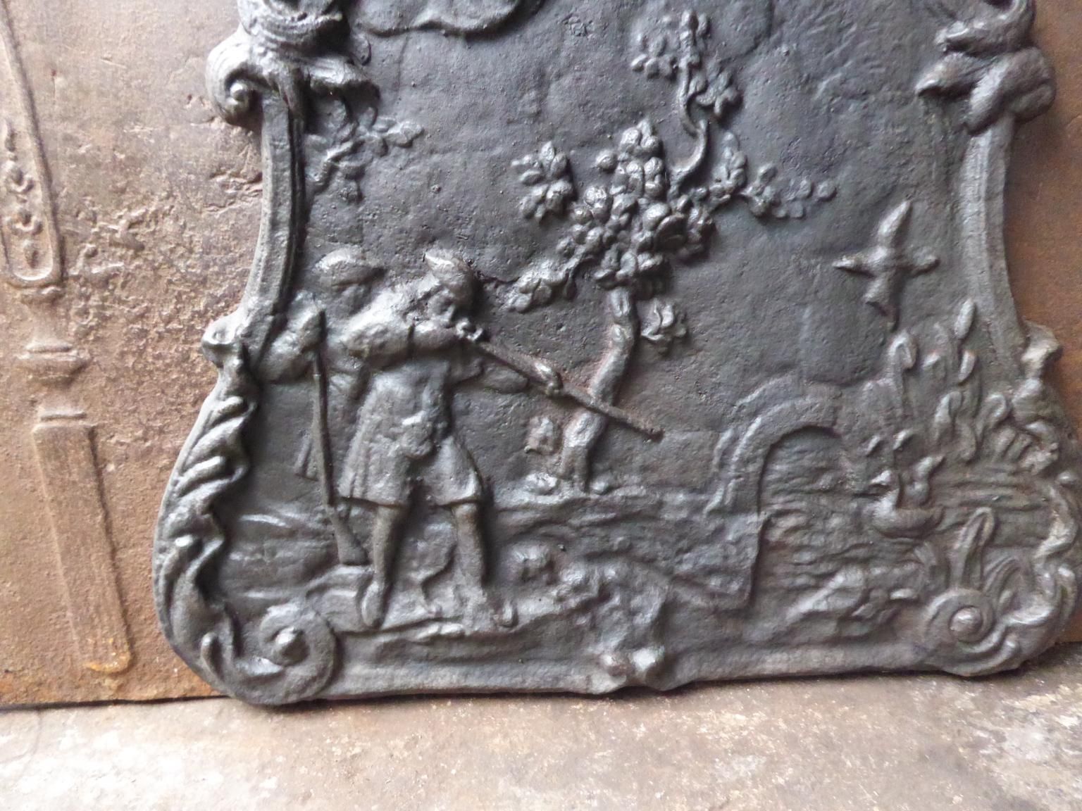 Antique French Napoleon III 'Hunter' Fireback / Backsplash, 19th Century photo vinterior