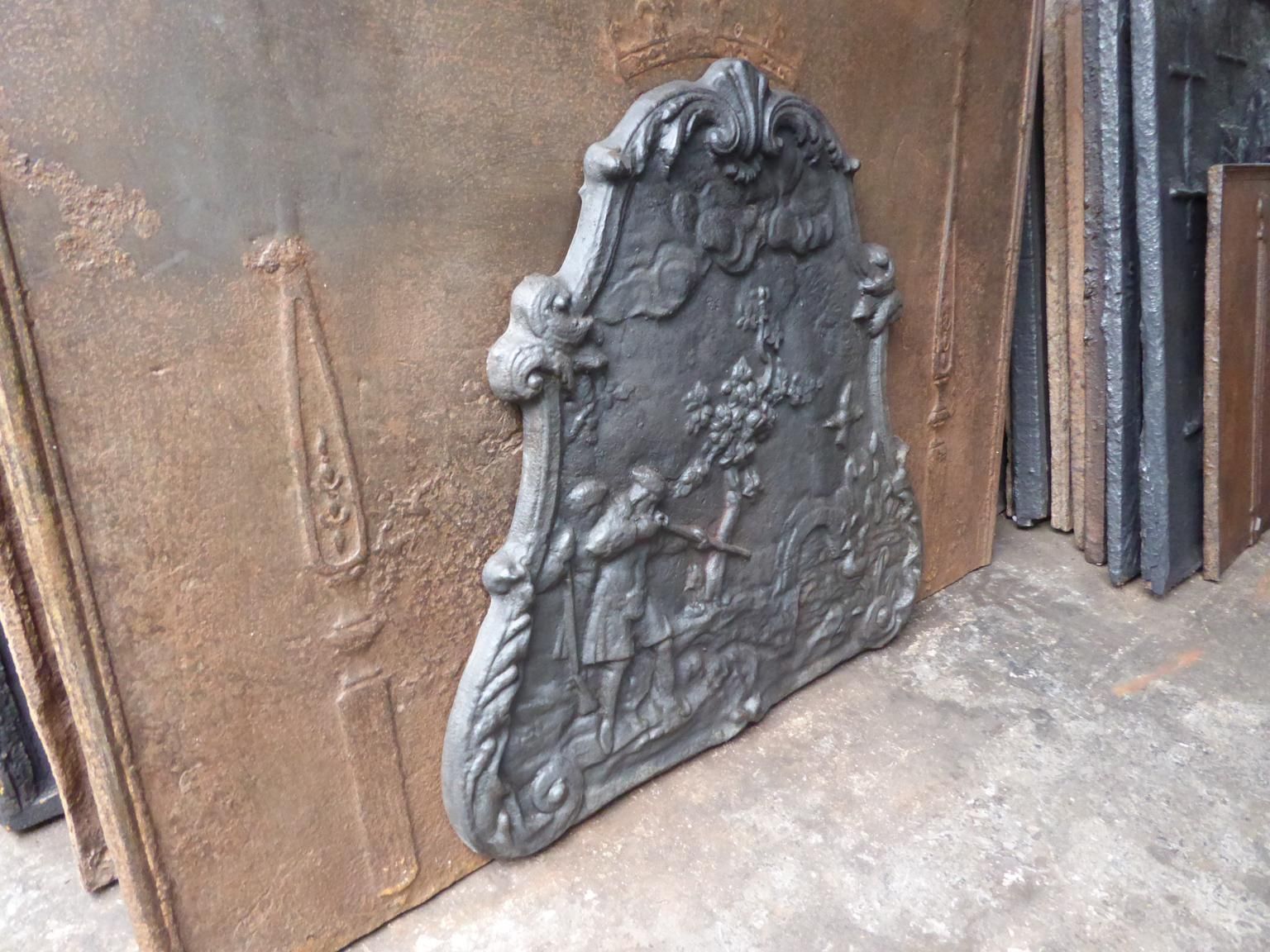 Antique French Napoleon III 'Hunter' Fireback / Backsplash, 19th Century photo vintage