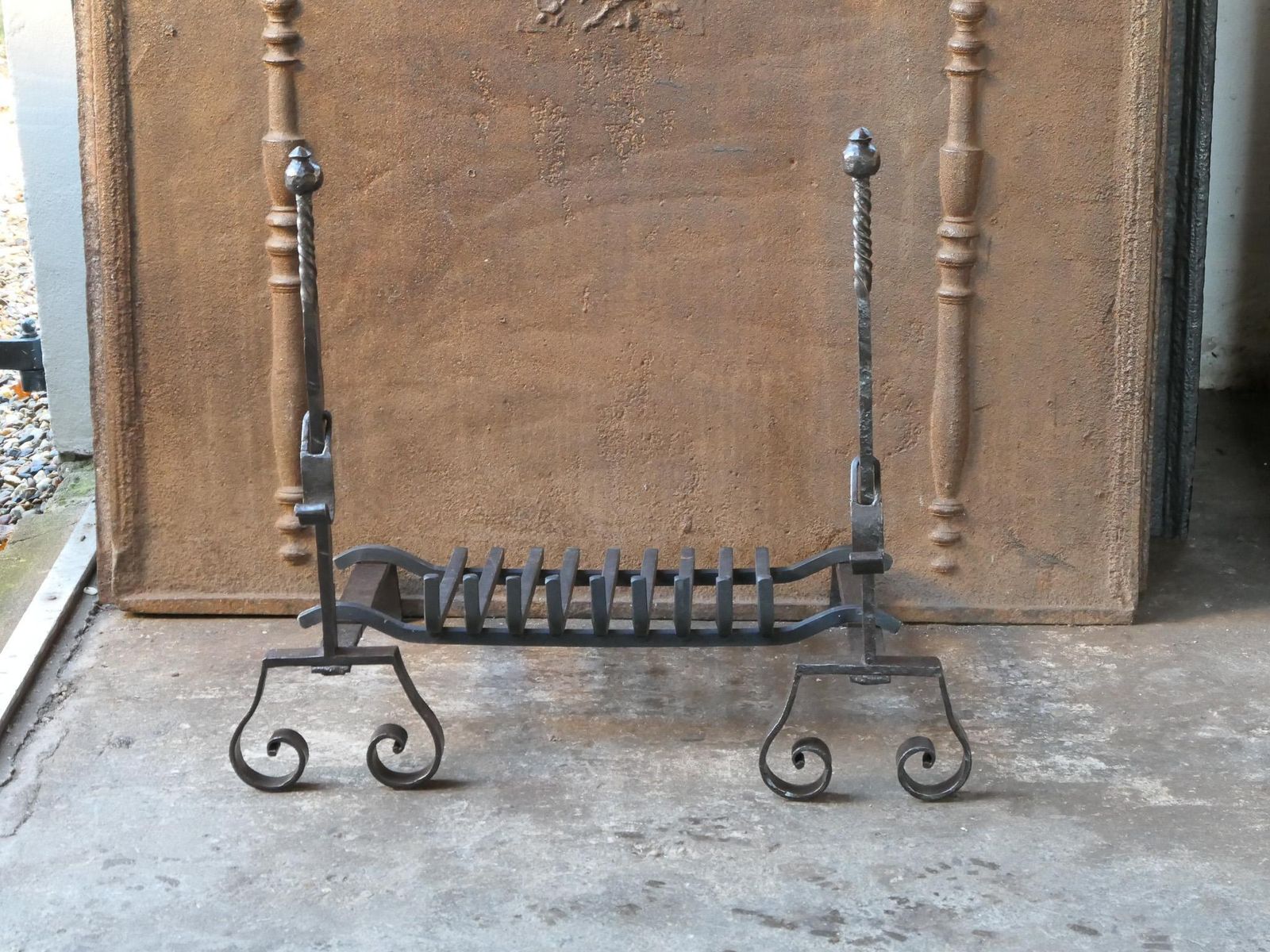 French Louis XV Period Fireplace Grate Or Fire Basket, 18th Century photo vintage