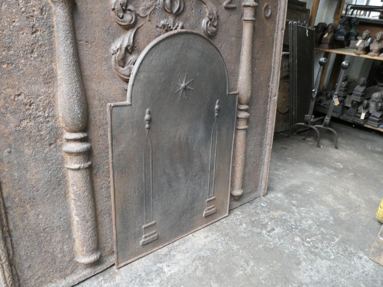 Antique French Neoclassical 'Pillars Of Freedom' Fireback / Backsplash photo vinterior