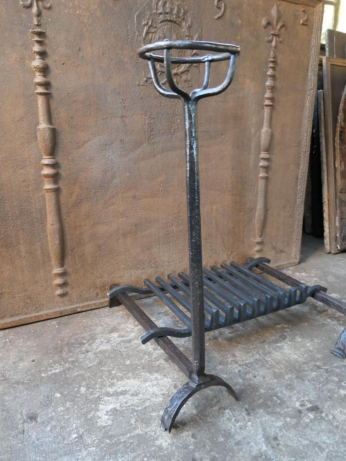 576.0 French Louis XIV Period Fireplace Andirons Or Fire Grate, 17th Century photo