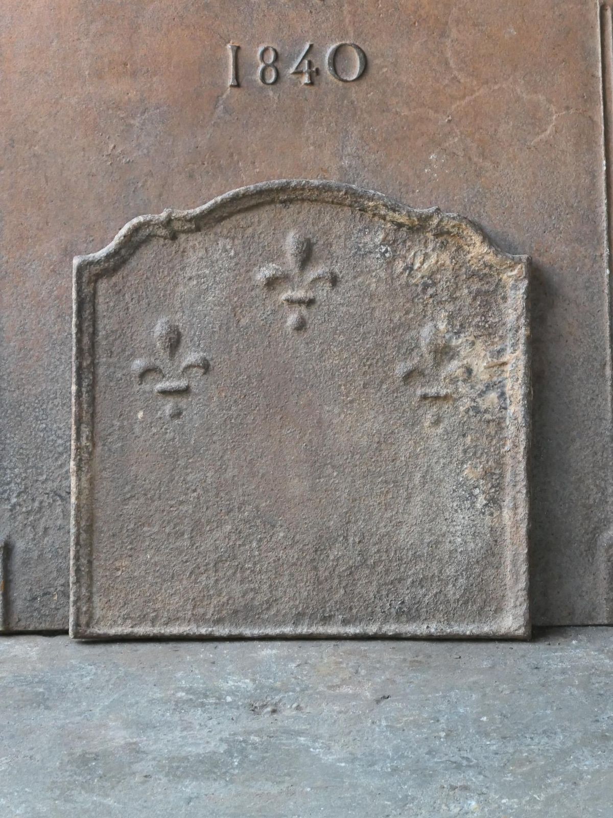 Antique French Louis XIV 'Fleur De Lys' Fireback / Backsplash, 17th Century photo for sale