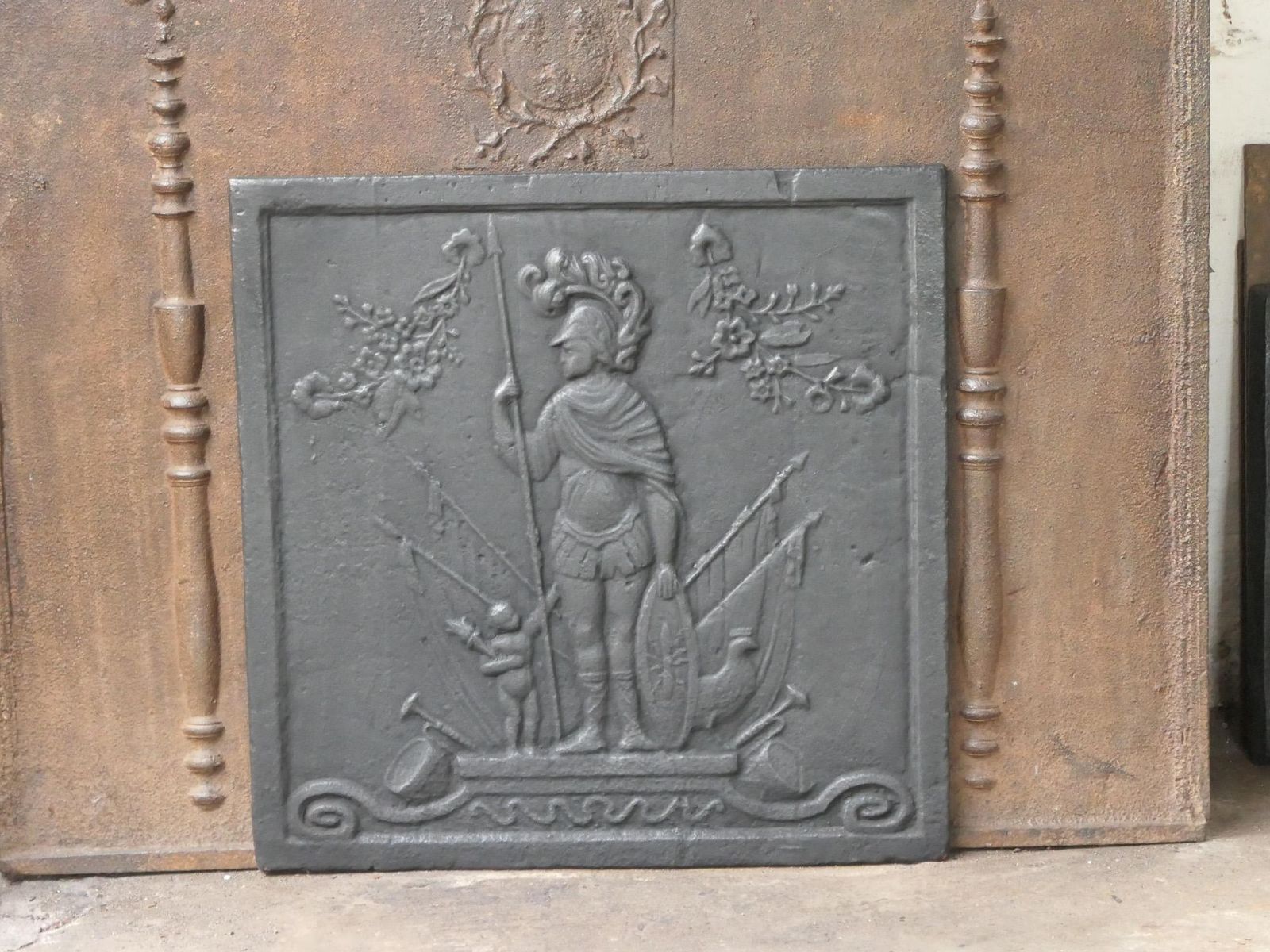Antique French 'Mars' Fireback / Backsplash, 19th Century photo vinterior