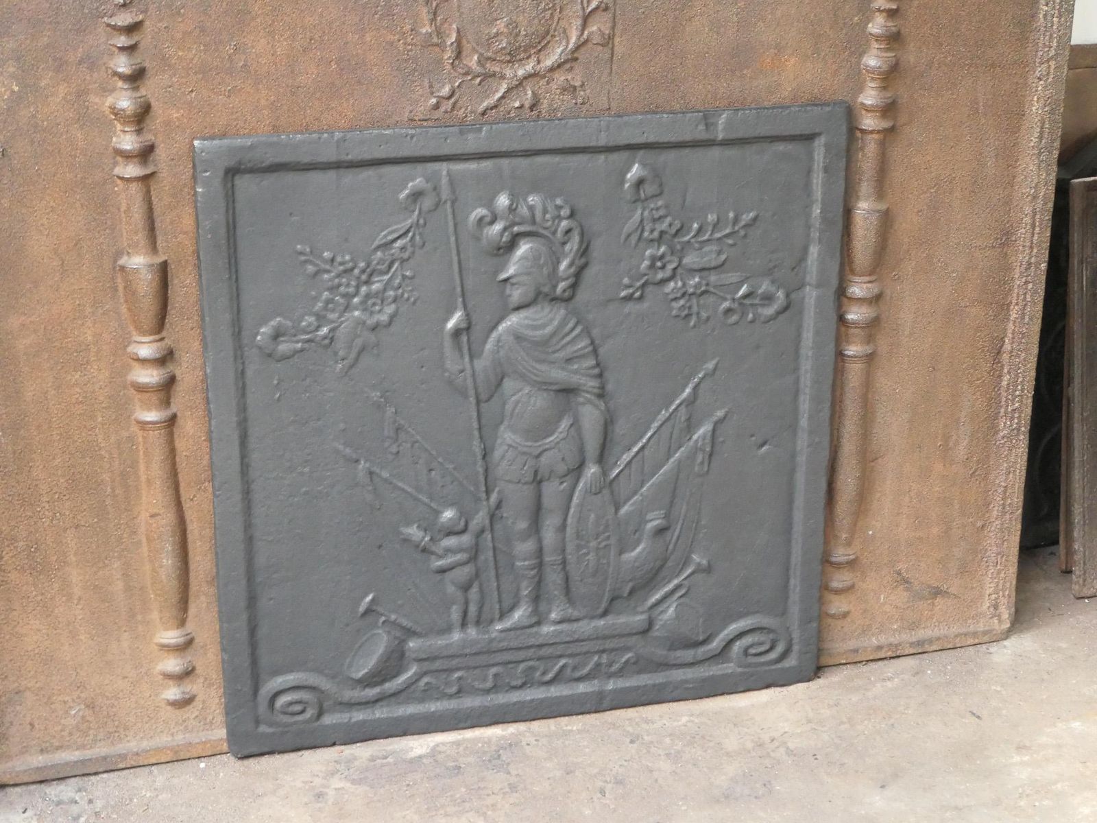 Antique French 'Mars' Fireback / Backsplash, 19th Century photo vintage