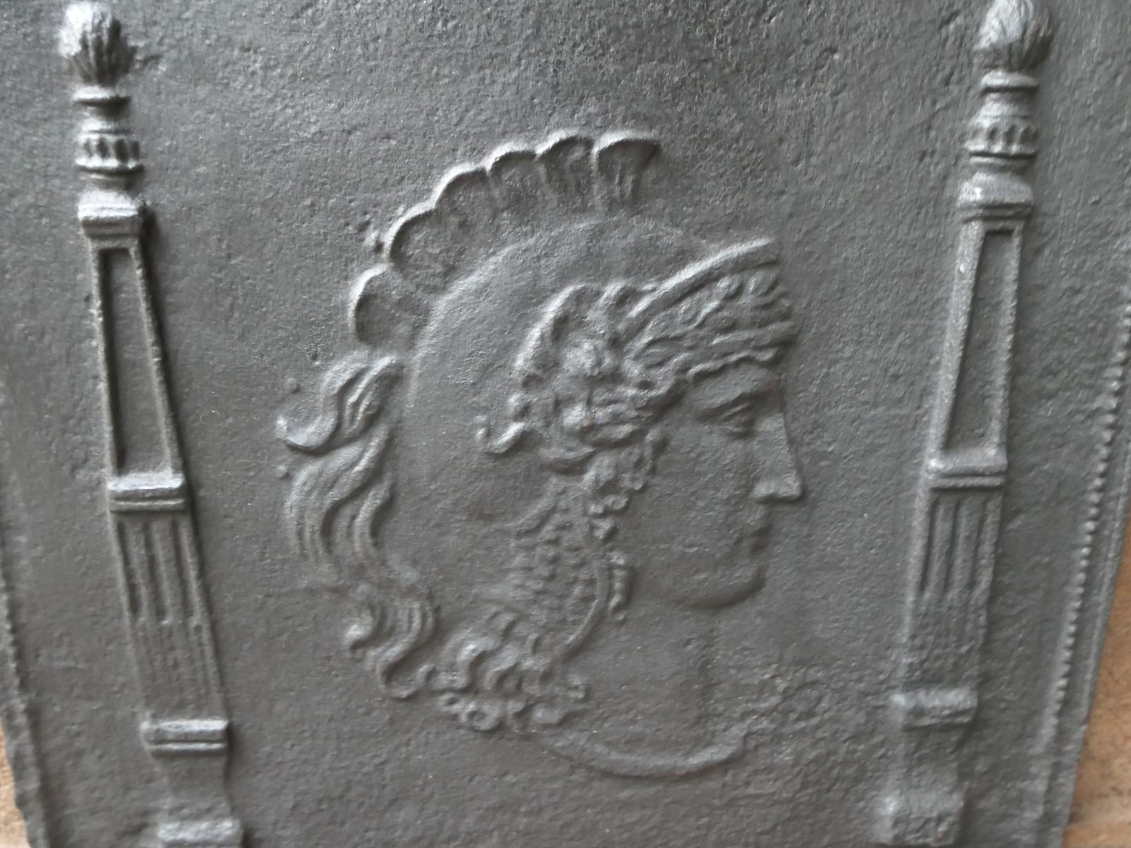 Antique French Neoclassical 'Roman Soldier' Fireback / Backsplash photo vintage