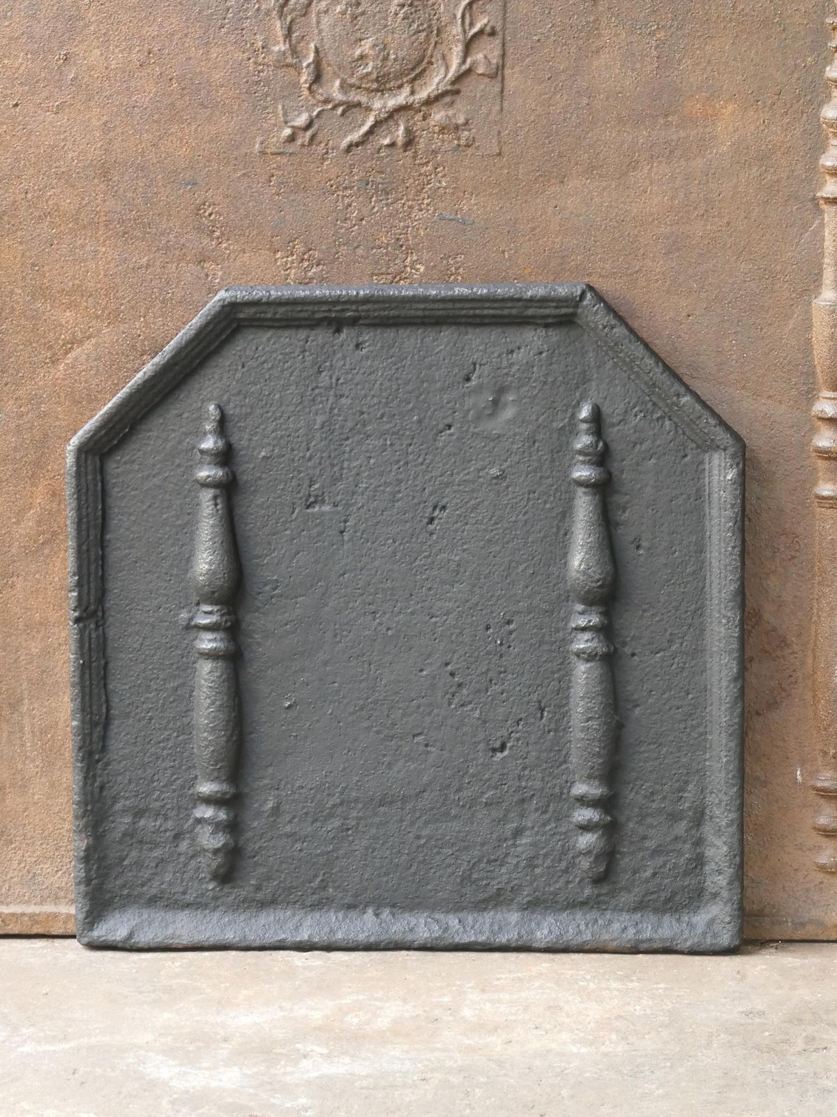 Antique French Louis XIV 'Pillars Of Hercules' Fireback / Backsplash photo for sale