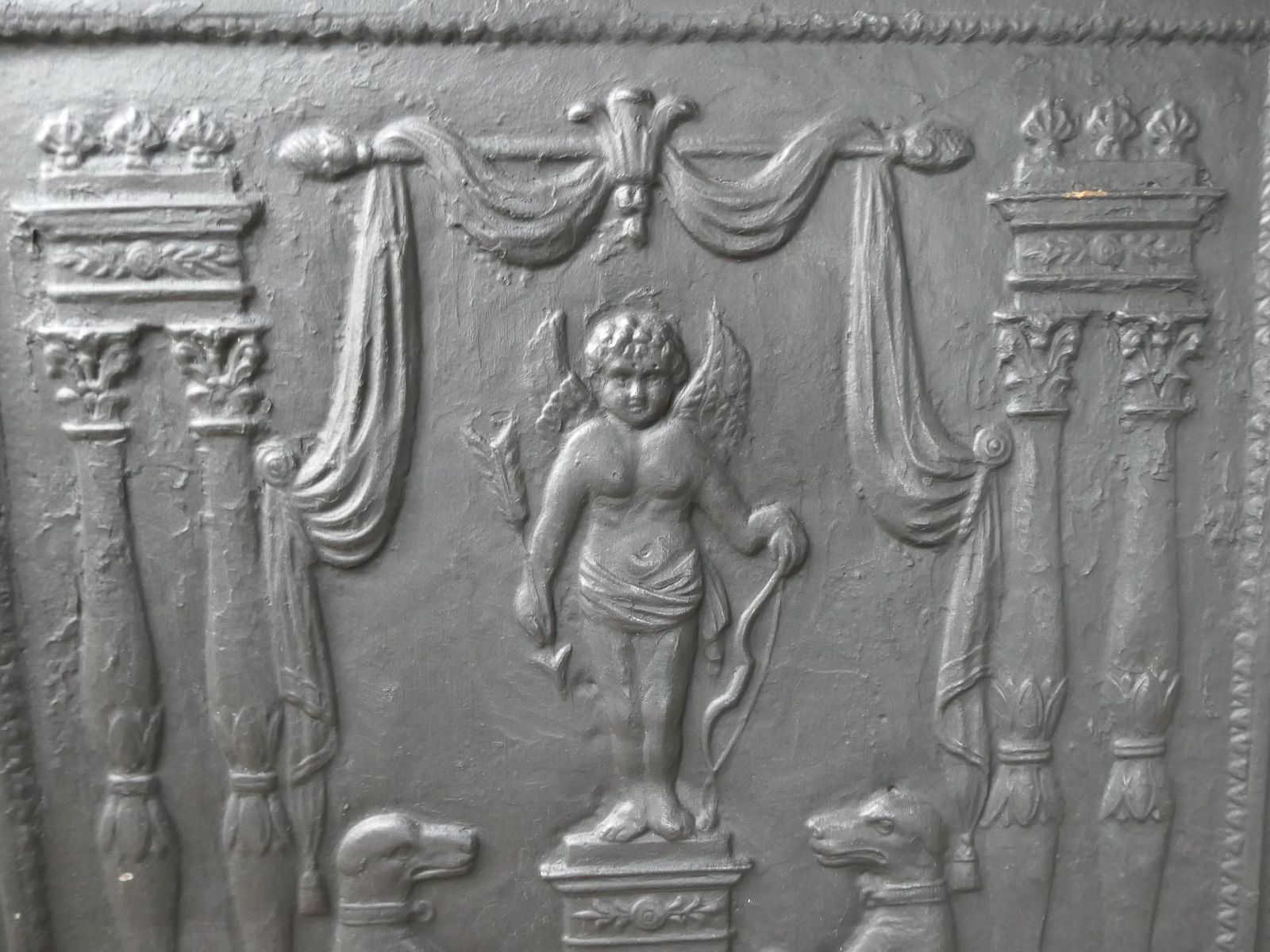 Antique French 'Cupid' Fireback / Backsplash, 18th 19th Century photo Home Fixtures