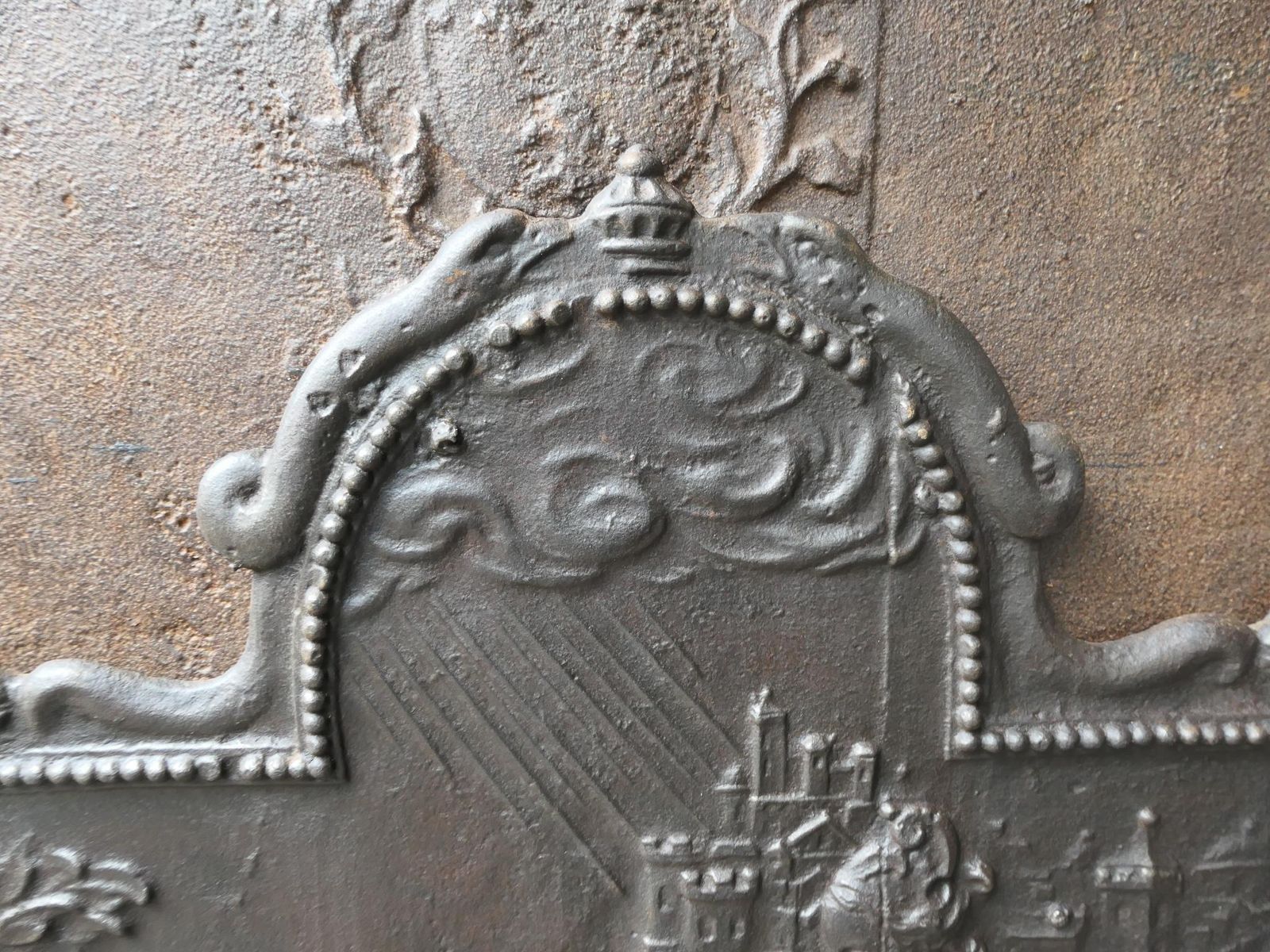 Antique German 'Jacobian Well' Fireback / Backsplash, 17th 18th Century photo vintage