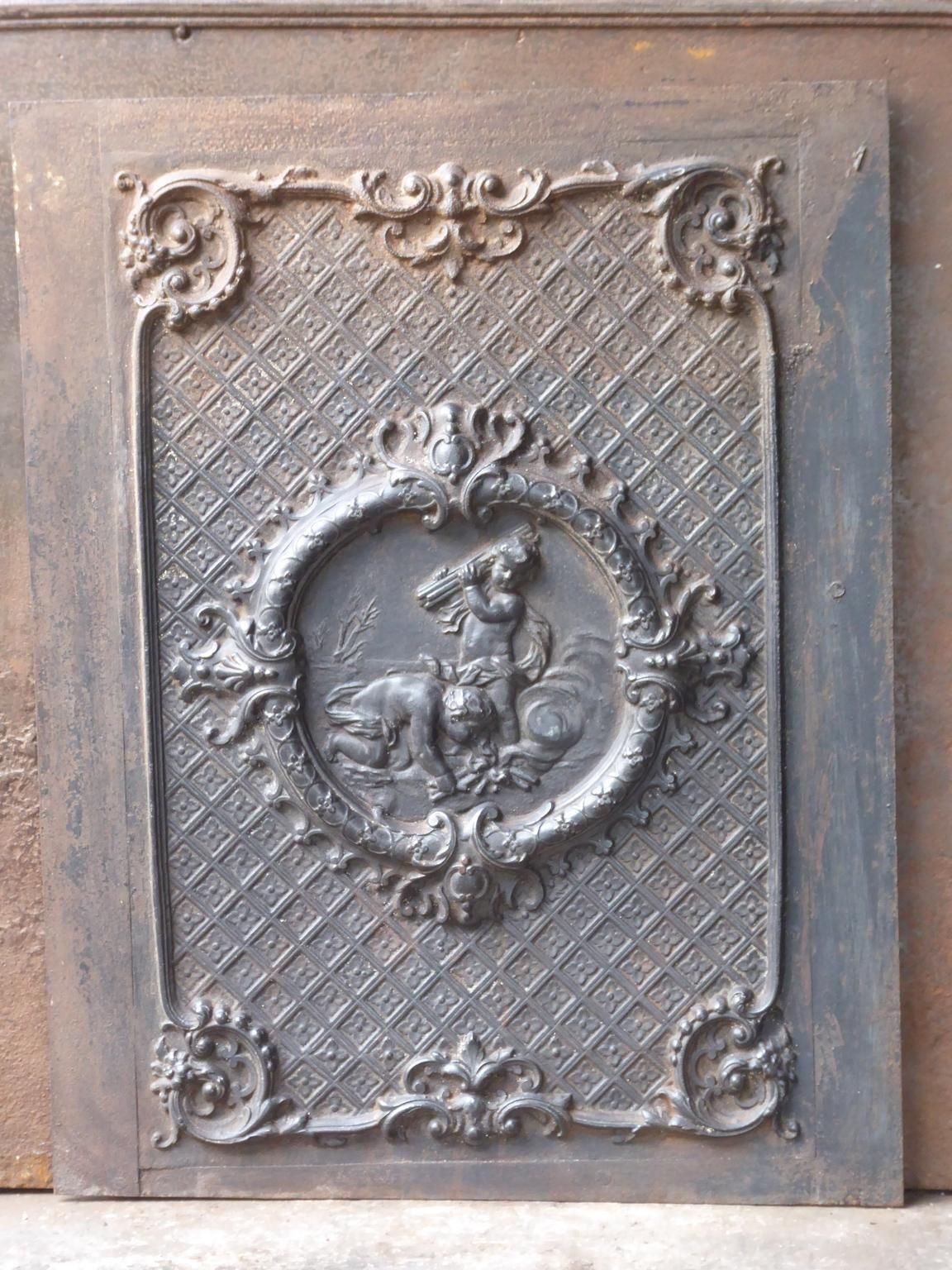 Antique French Napoleon III 'Cupids' Fireback / Backsplash photo for sale