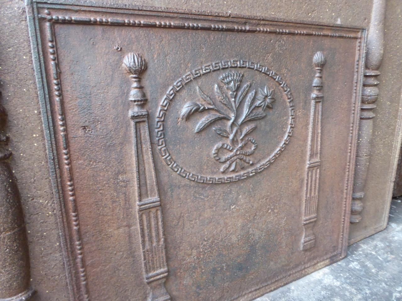 19th Century Neoclassical 'Pillars With Decoration' Fireback / Backsplash photo buy