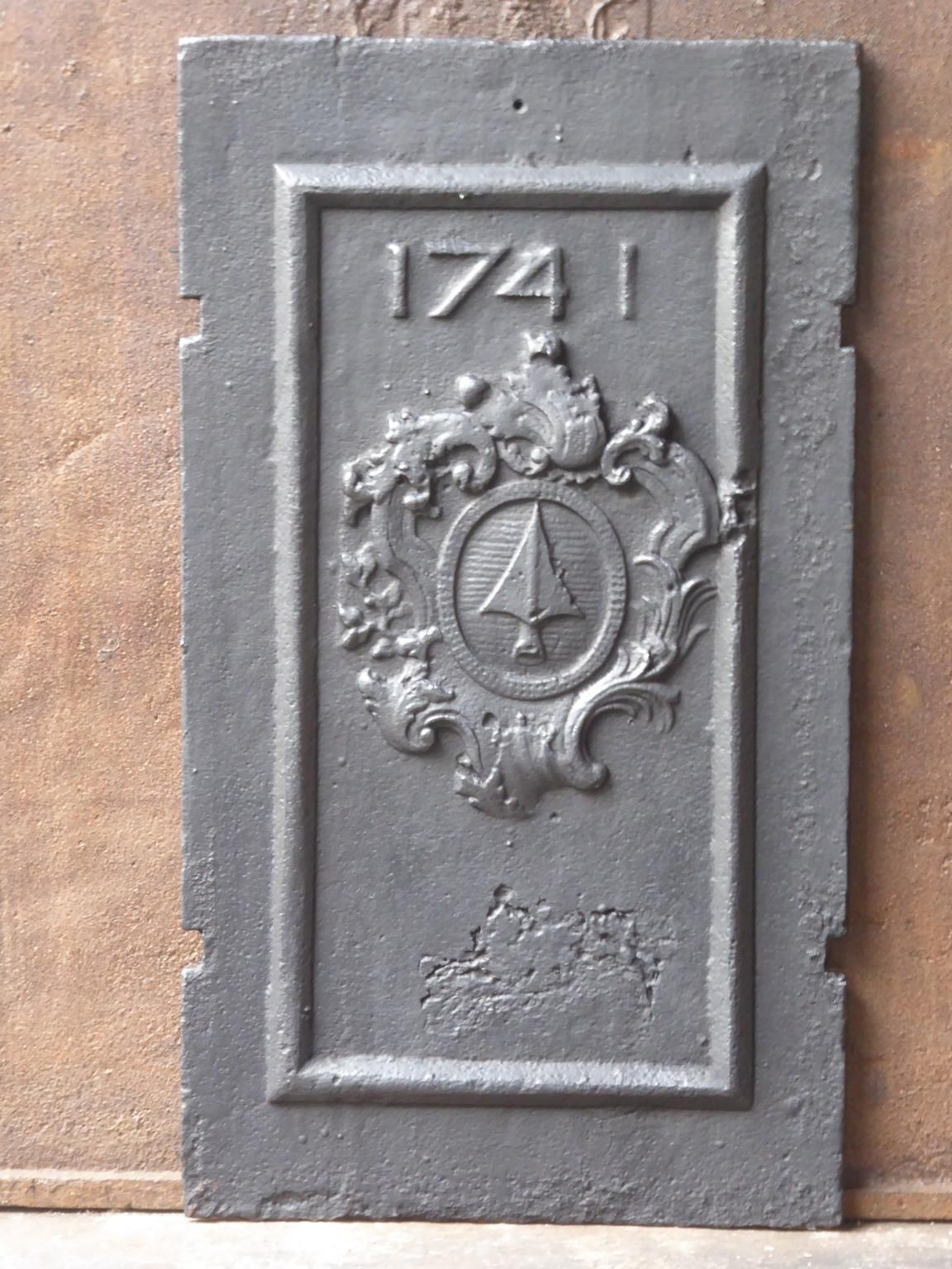 French Louis XIV 'Coat Of Arms' Fireback / Backsplash, Dated 1741 photo furniture