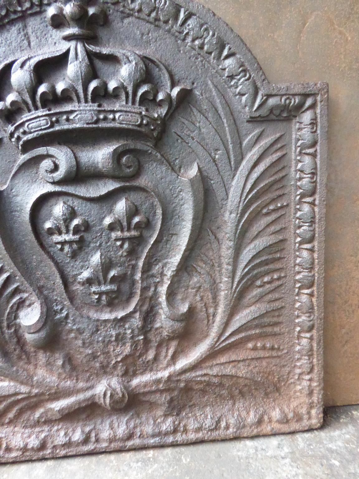 Antique French Louis XV Arms Of France Fireback / Backsplash, 18th Century photo vinterior