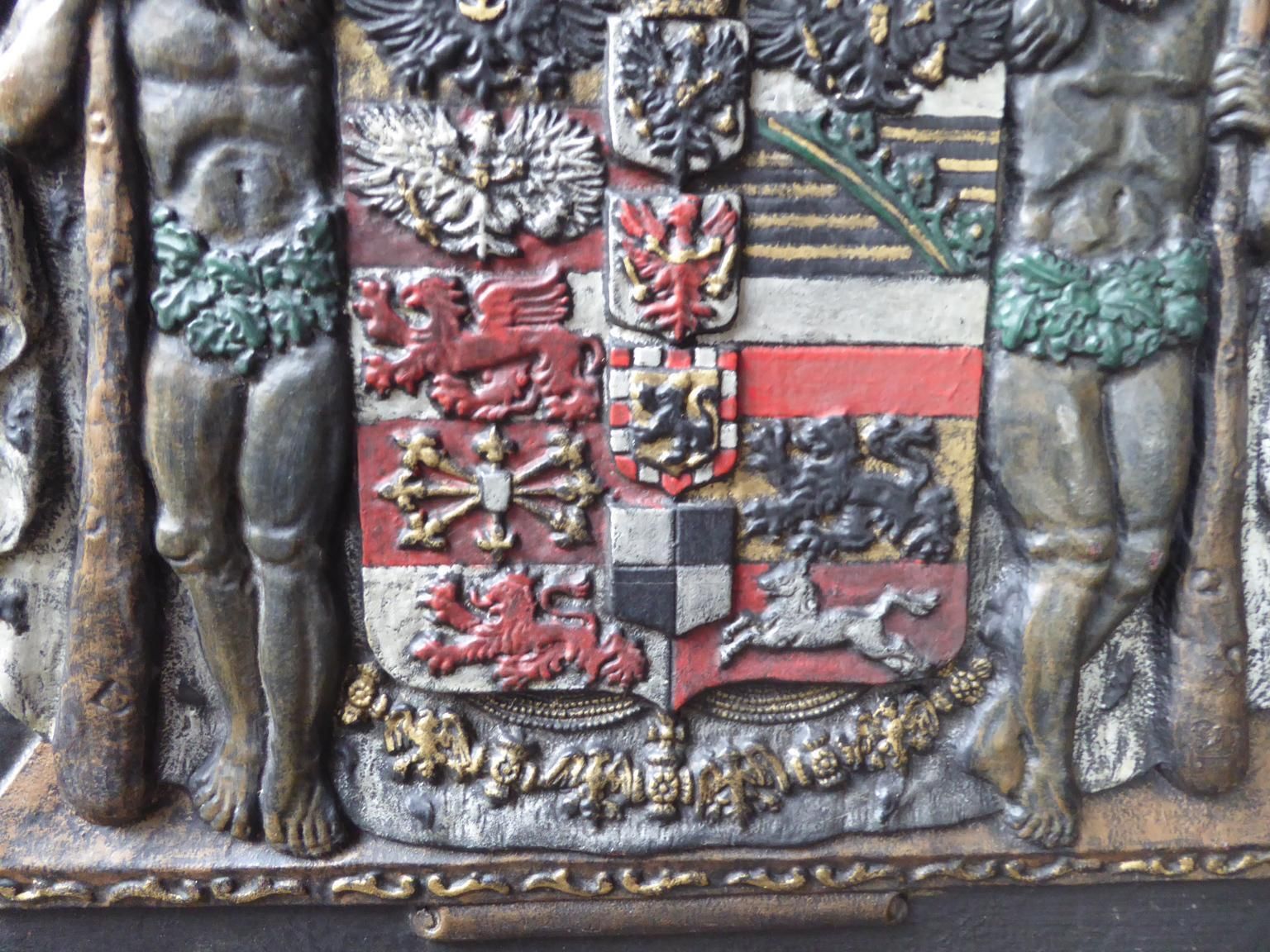 German Neoclassical Style Coat Of Arms Fireback / Backsplash photo vintage