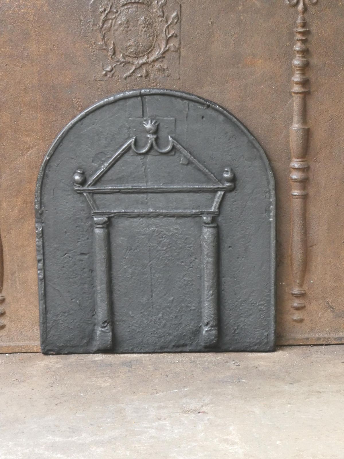 French Gothic 'Pillars And Pediment' Fireback, 17th Century photo Home Fixtures