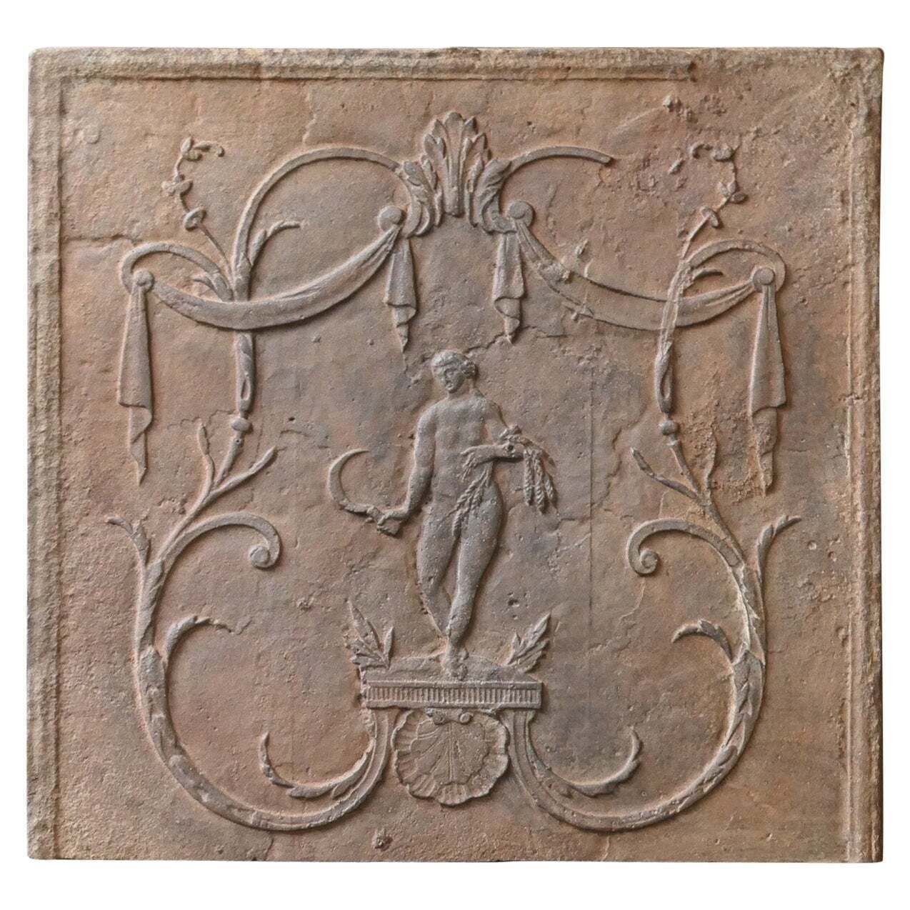 Antique French Neoclassical 'Ceres' Fireback / Backsplash, Early 19th Century