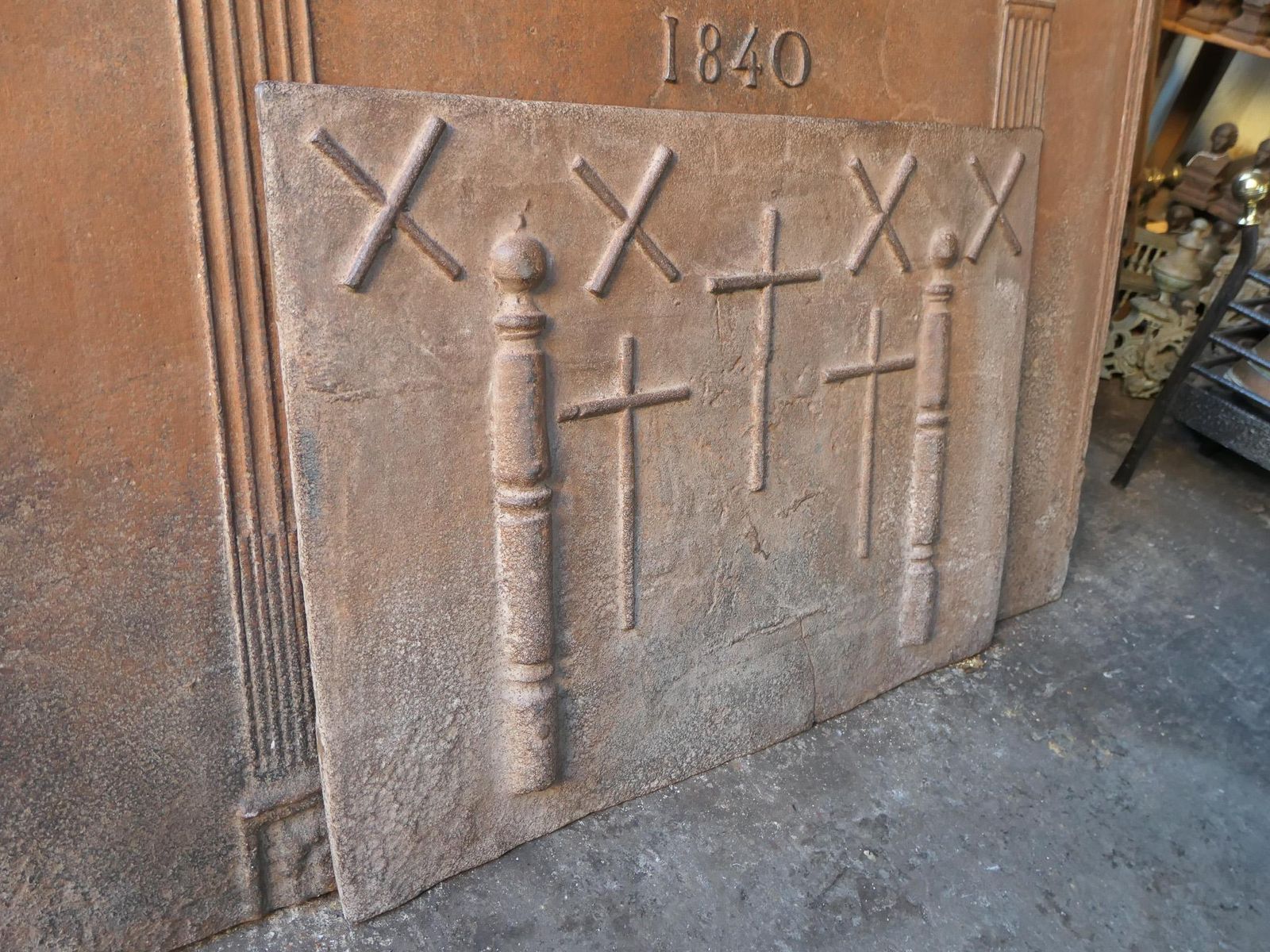 Home Fixtures 17th 18th C. French Louis XIV 'Saint Andrew's Cross' Fireback / Backsplash photo
