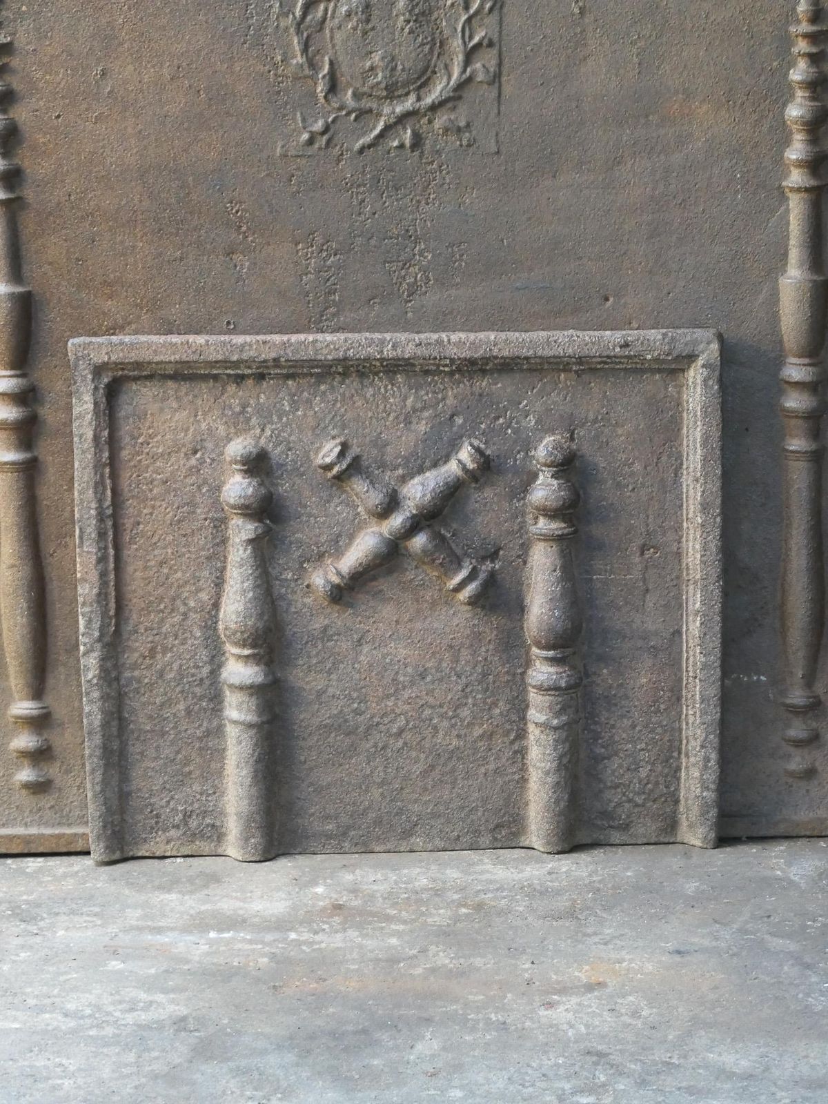 18th C. Louis XIV 'Pillars With Saint Andrew's Cross' Fireback / Backsplash photo furniture