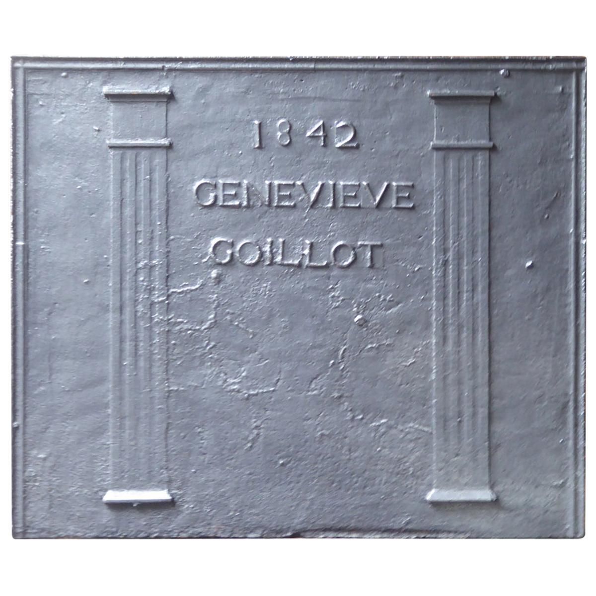 Antique French Neoclassical 'Pillars Of Freedom' Fireback / Backsplash, 19th C.