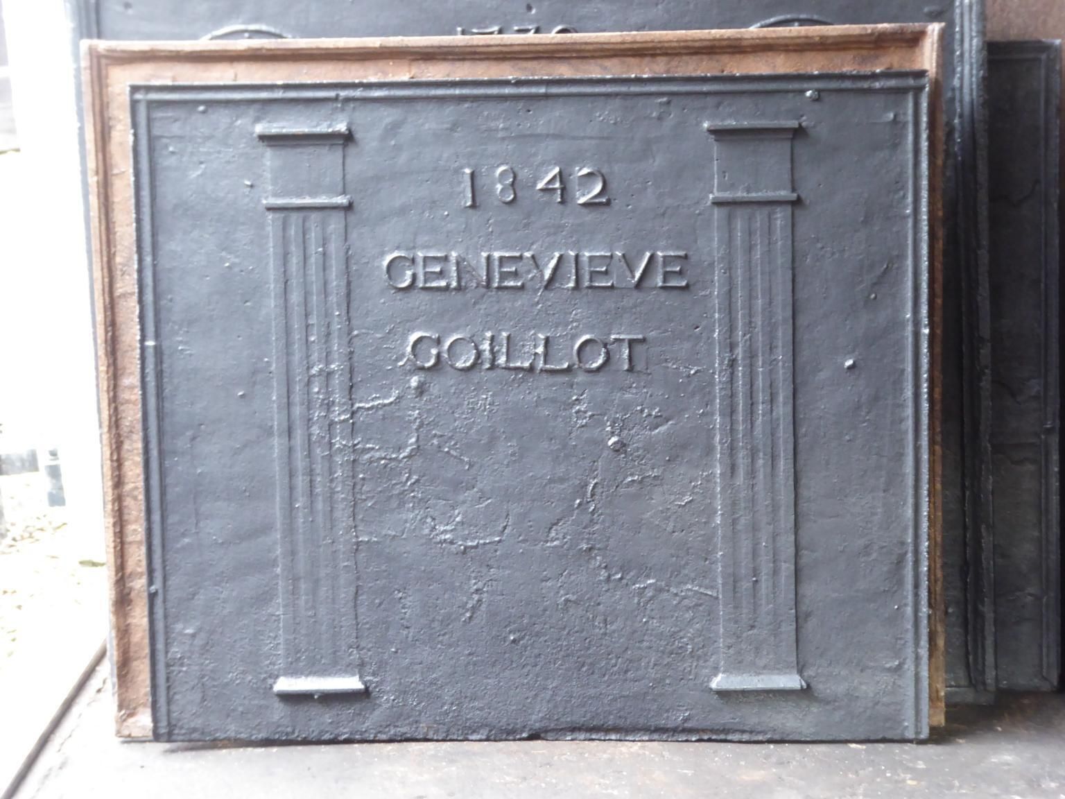 Antique French Neoclassical 'Pillars Of Freedom' Fireback / Backsplash, 19th C. photo furniture