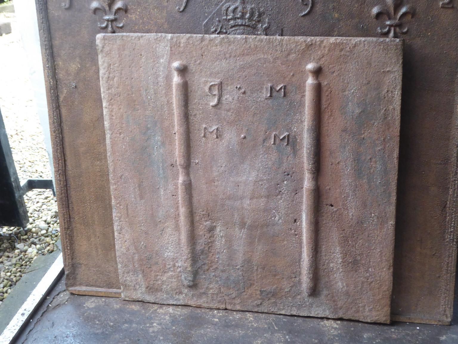 Antique French 'Marriage' Fireback / Backsplash, 18th Century photo for sale